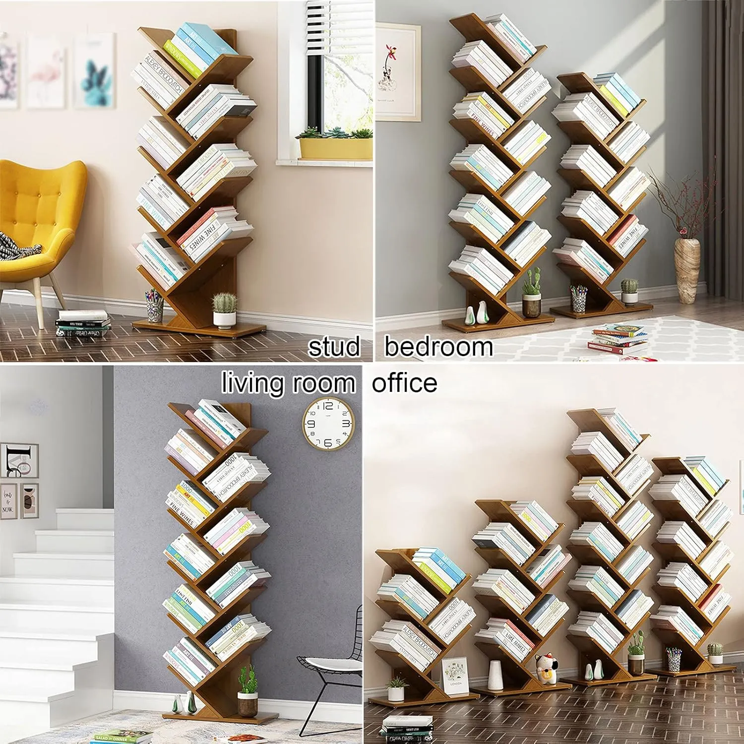 4 Layer Tree Shape Bamboo Bookshelves