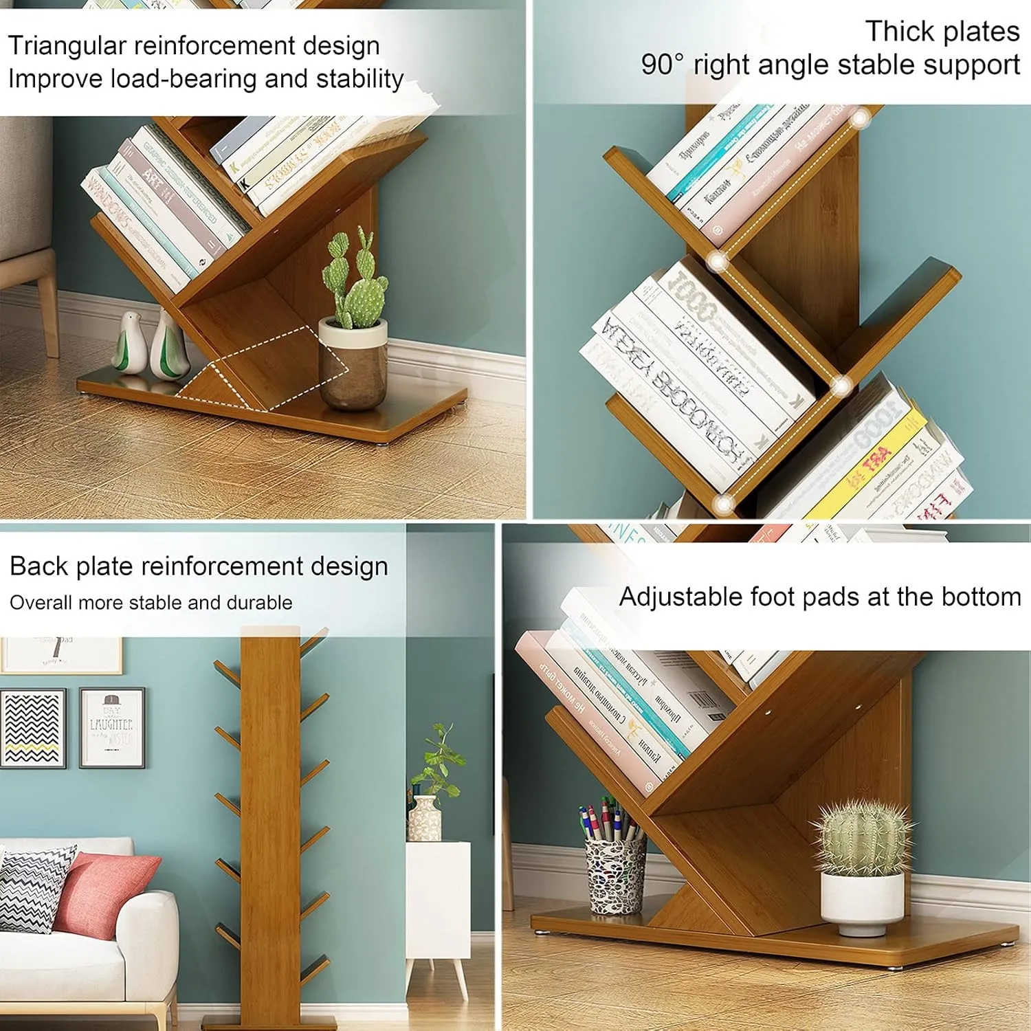 4 Layer Tree Shape Bamboo Bookshelves