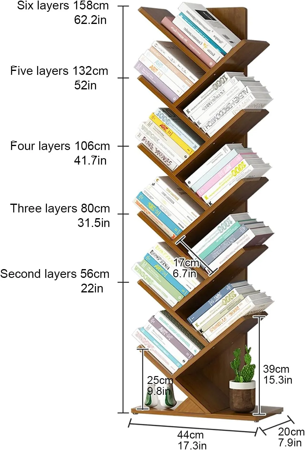6 Layer Tree Shape Bamboo Bookshelves