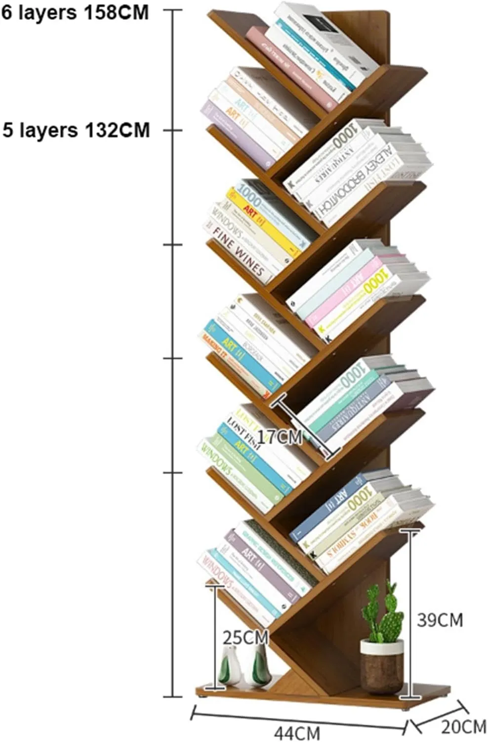 6 Layer Tree Shape Bamboo Bookshelves