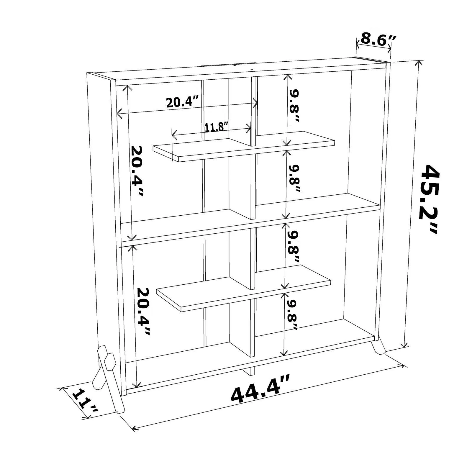 6 Shelves Bookcase Industrial Bookshelf Wood Frame Shelving Open Back, Modern Bookcases Large Bookshelf Organizer, Walnut/White