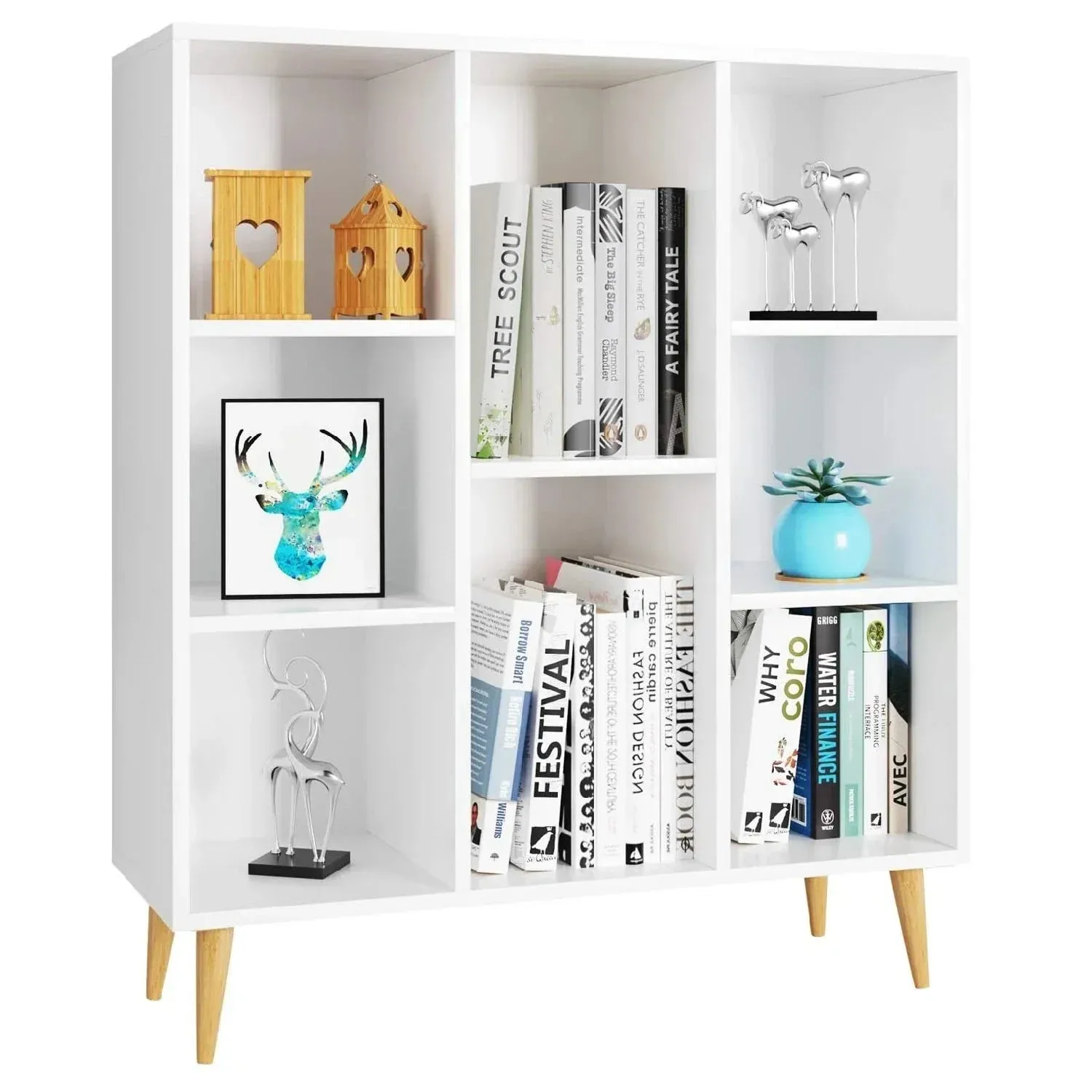 8-Cube Wooden Storage Organizer in White