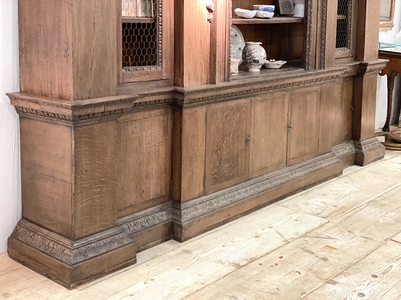An 18th C Oak Breakfront Bookcase in the Style of William Kent