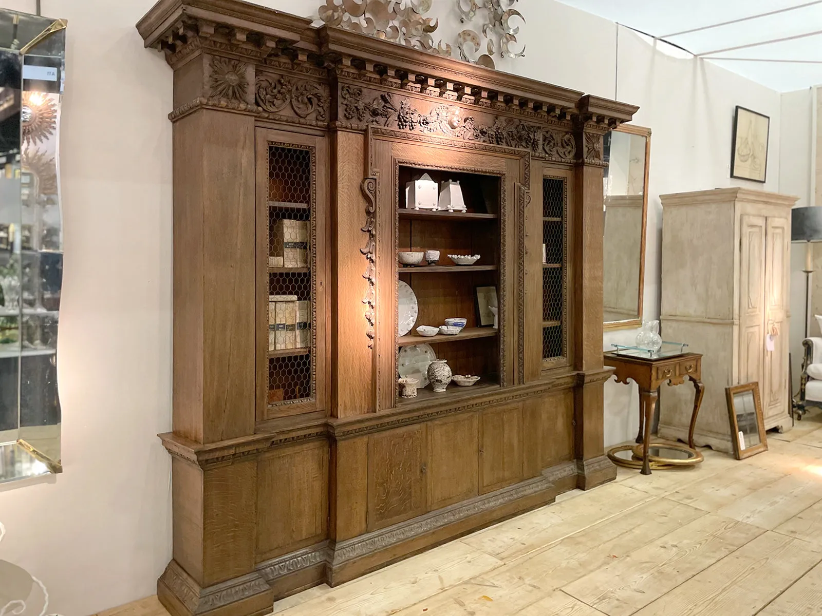 An 18th C Oak Breakfront Bookcase in the Style of William Kent