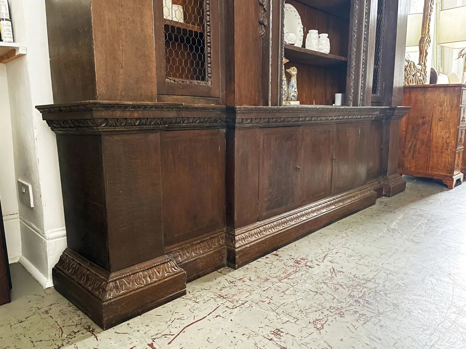 An 18th C Oak Breakfront Bookcase in the Style of William Kent