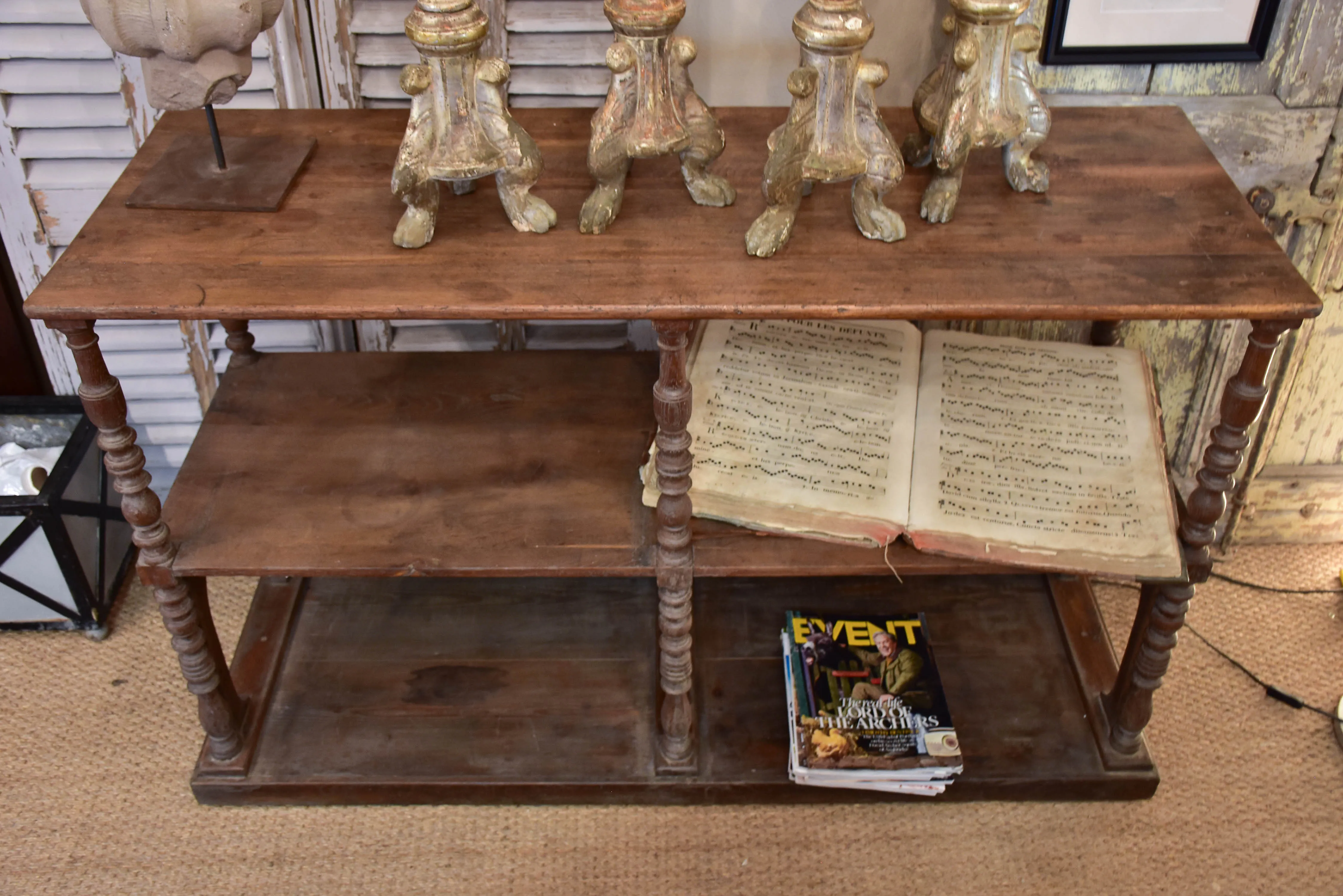 Antique French shelving unit from a French boutique
