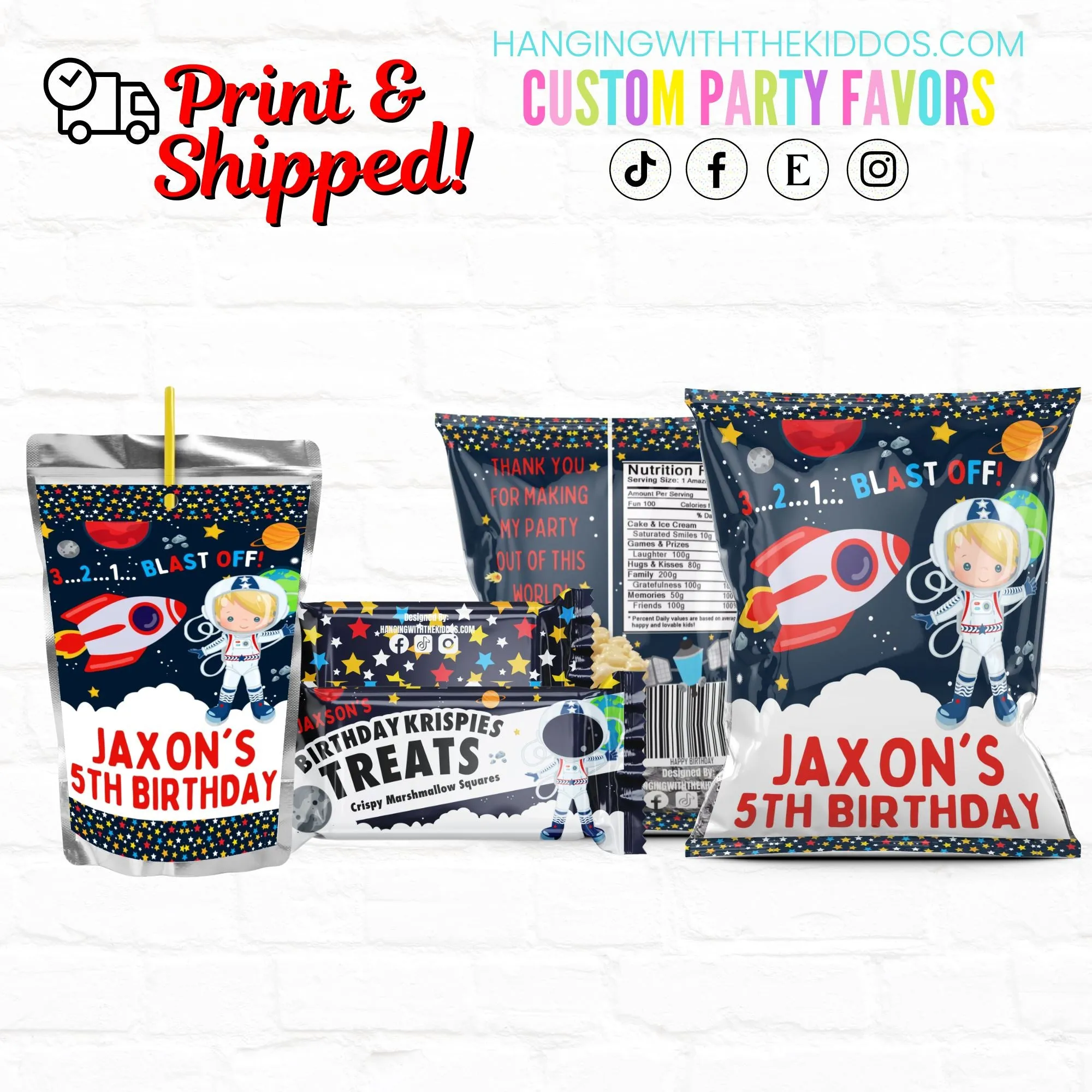 Blast Off! Space Birthday |Custom Party Favors 03