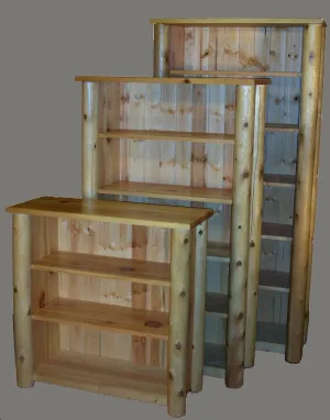 Cedar Log Bookcases with Adjustable Shelves
