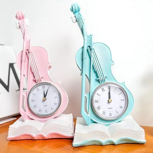 CLUB BOLLYWOOD® Violin Table Clock Retro Book Violin Statue for Desktop Fireplace Bar Pink|Home & Garden | Home D?©cor | Figurines| Figurines|1 Violin Statueâ Desk Clock