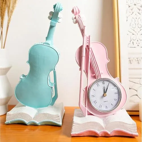 CLUB BOLLYWOOD® Violin Table Clock Retro Book Violin Statue for Desktop Fireplace Bar Pink|Home & Garden | Home D?©cor | Figurines| Figurines|1 Violin Statueâ Desk Clock