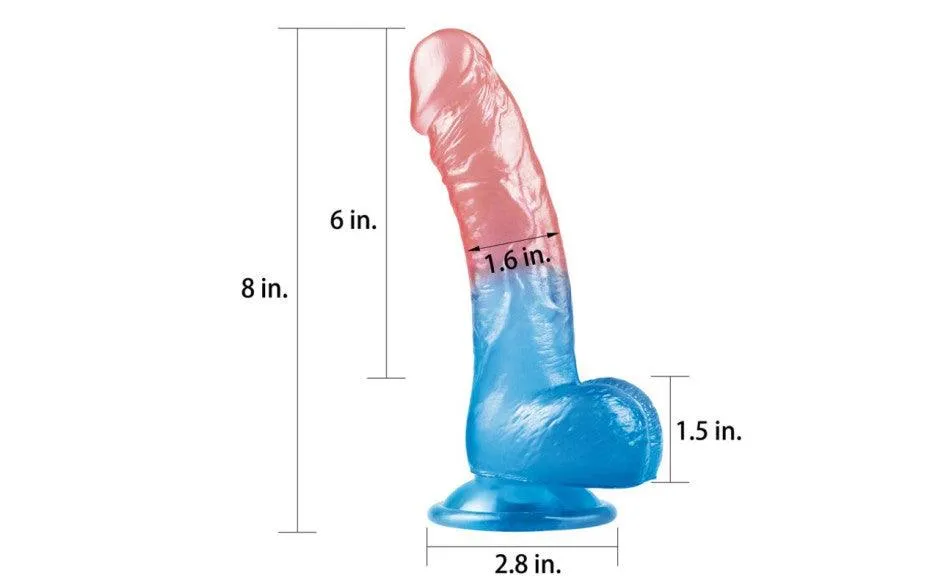 Dazzle Studs Dildo 8in Pink/Blue