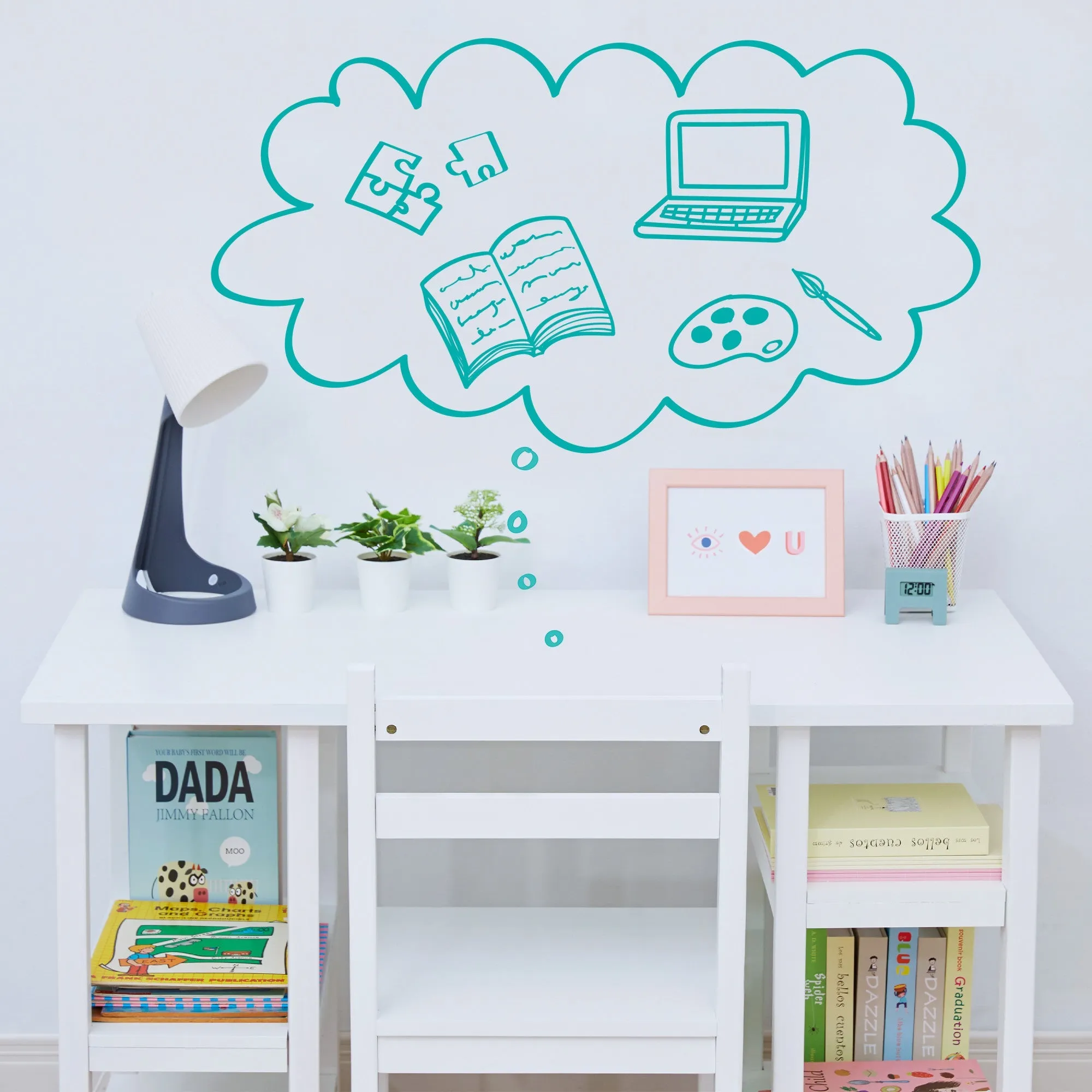Fantasy Fields Wooden Play Desk With Shelves And Chair, White
