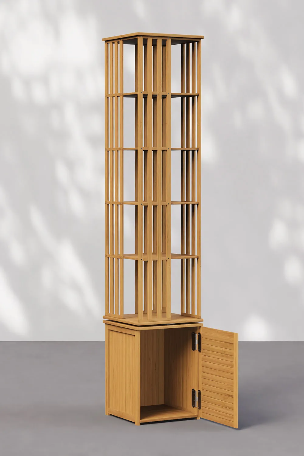 Floor-standing 360° Rotating Bookshelf with Storage Cabinets