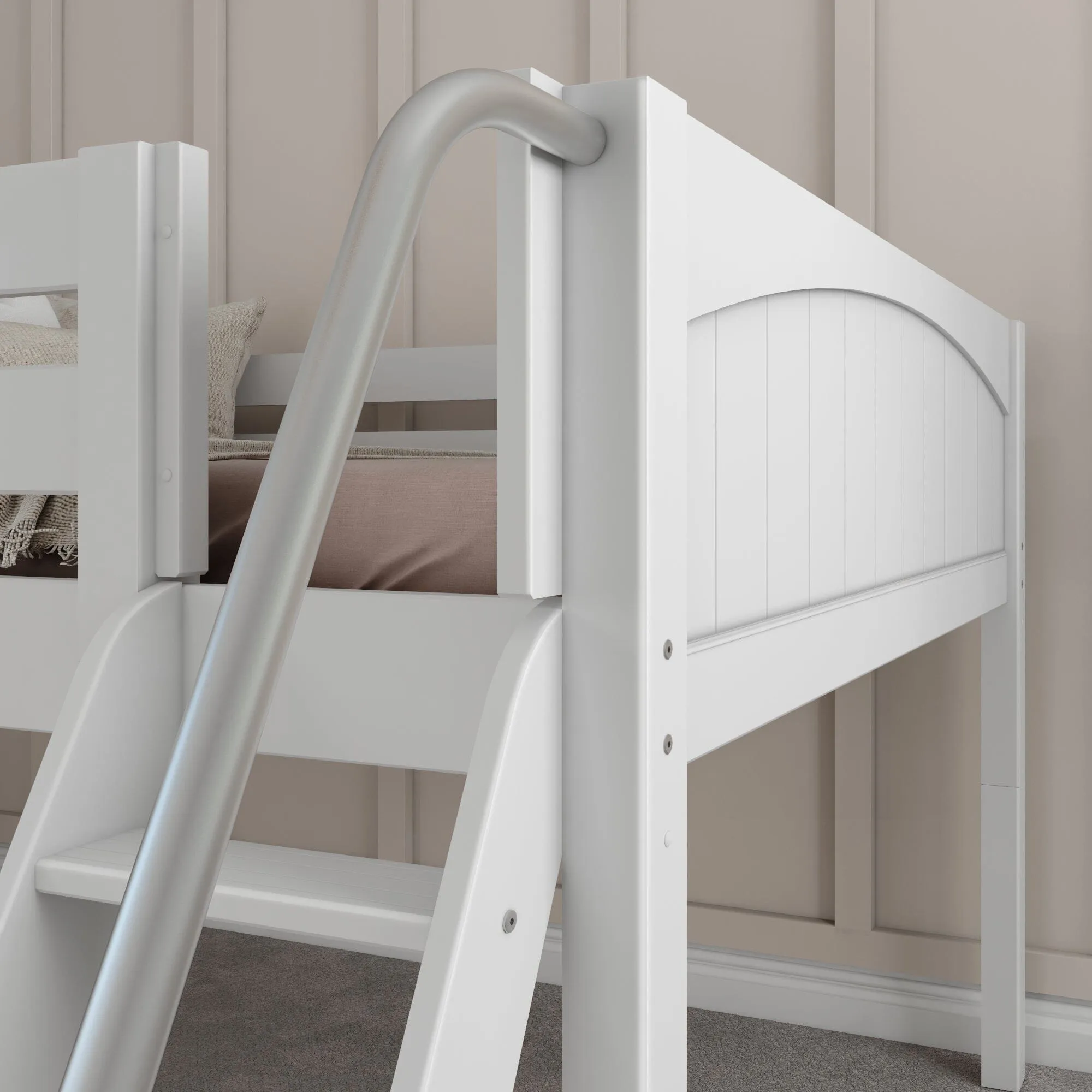 Full Low Loft Bed with Slide and Ladder on Front