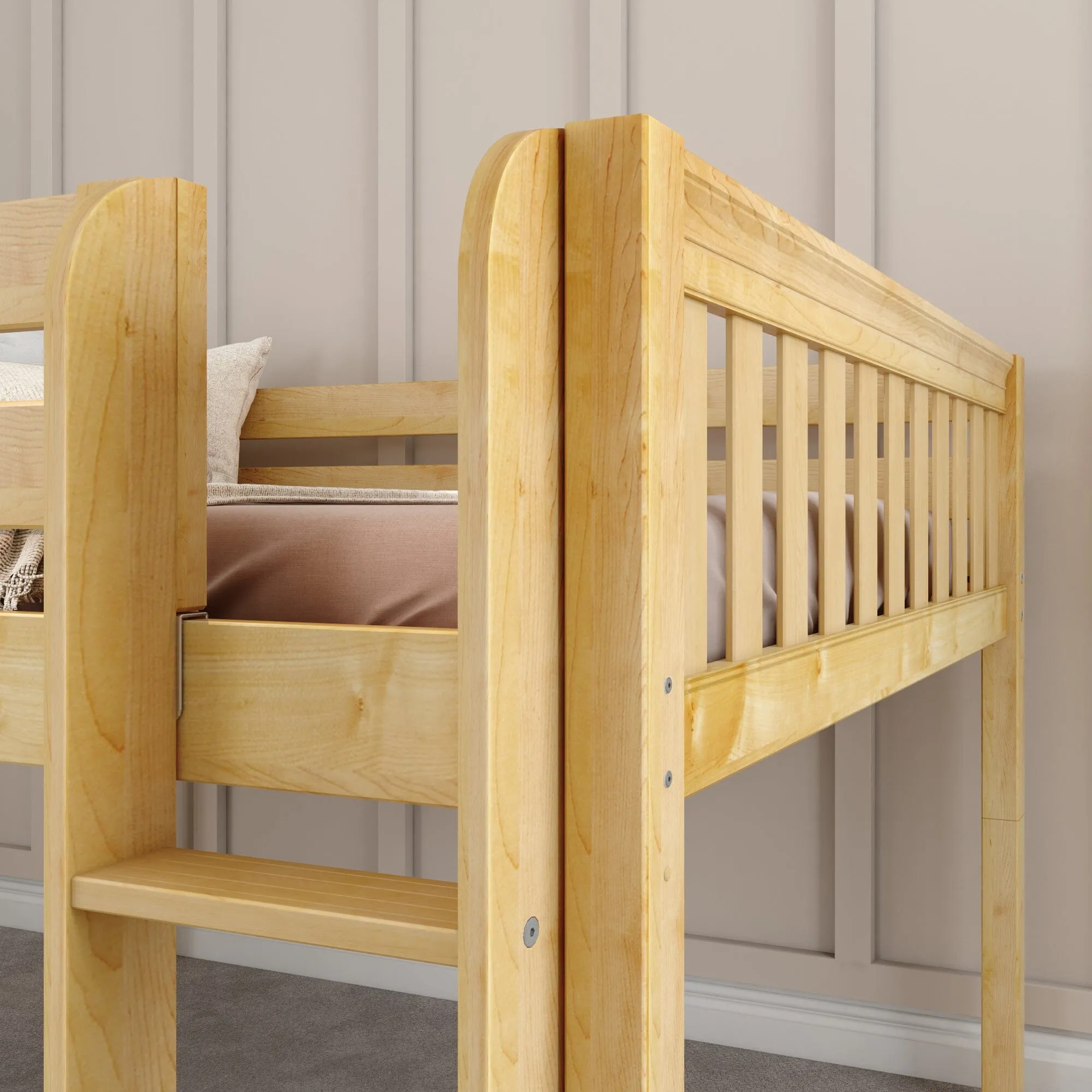 Full Low Loft Bed with Slide and Ladder on Front