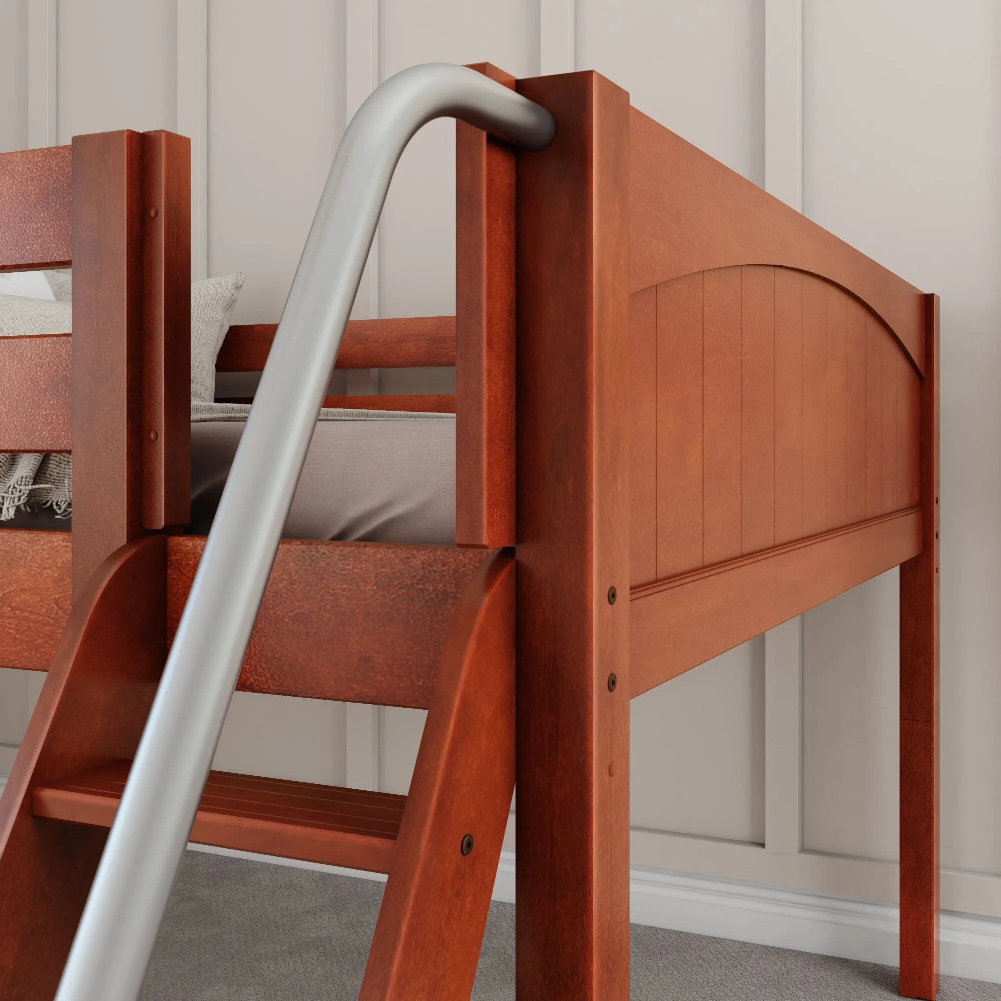 Full Low Loft Bed with Slide and Ladder on Front