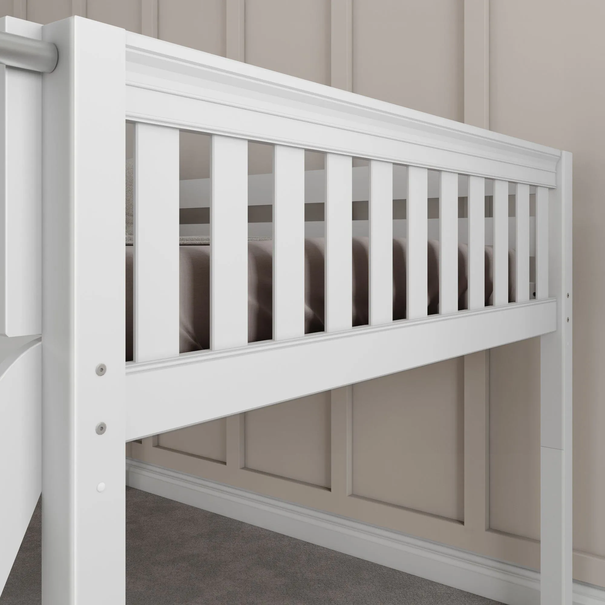 Full Low Loft Bed with Slide and Ladder on Front