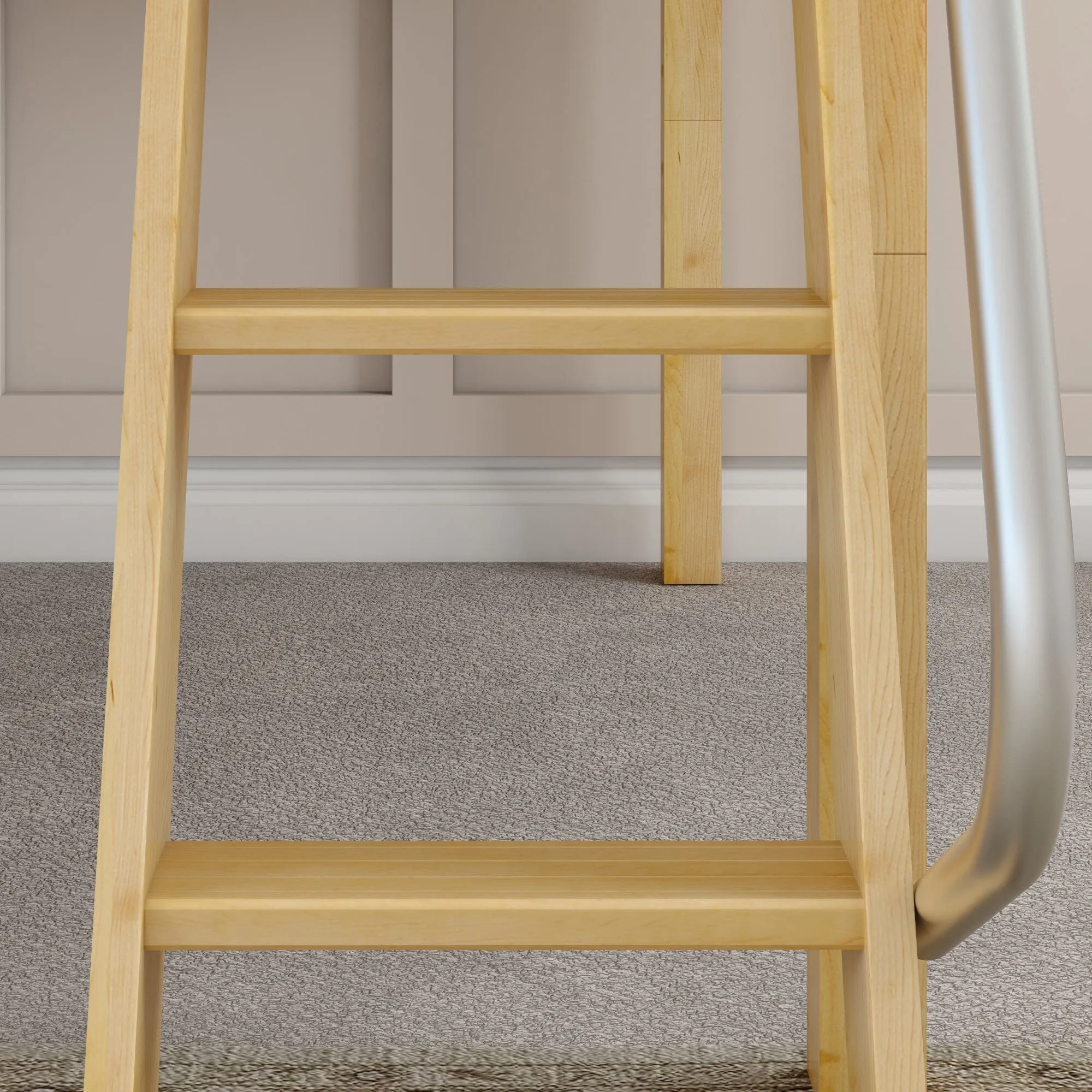 Full Low Loft Bed with Slide and Ladder on Front