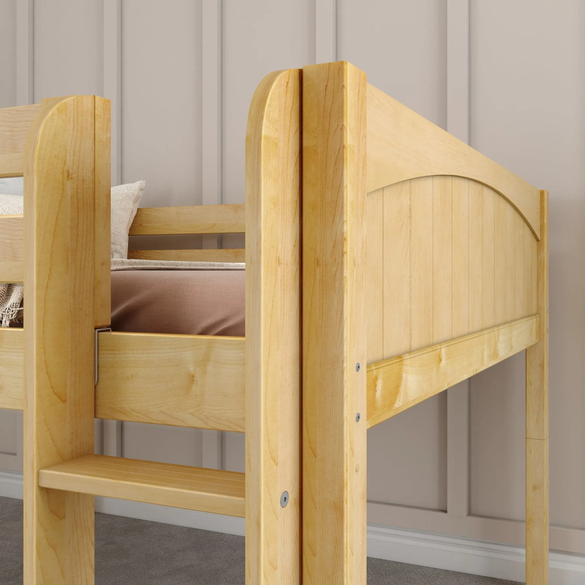 Full Low Loft Bed with Slide and Ladder on Front