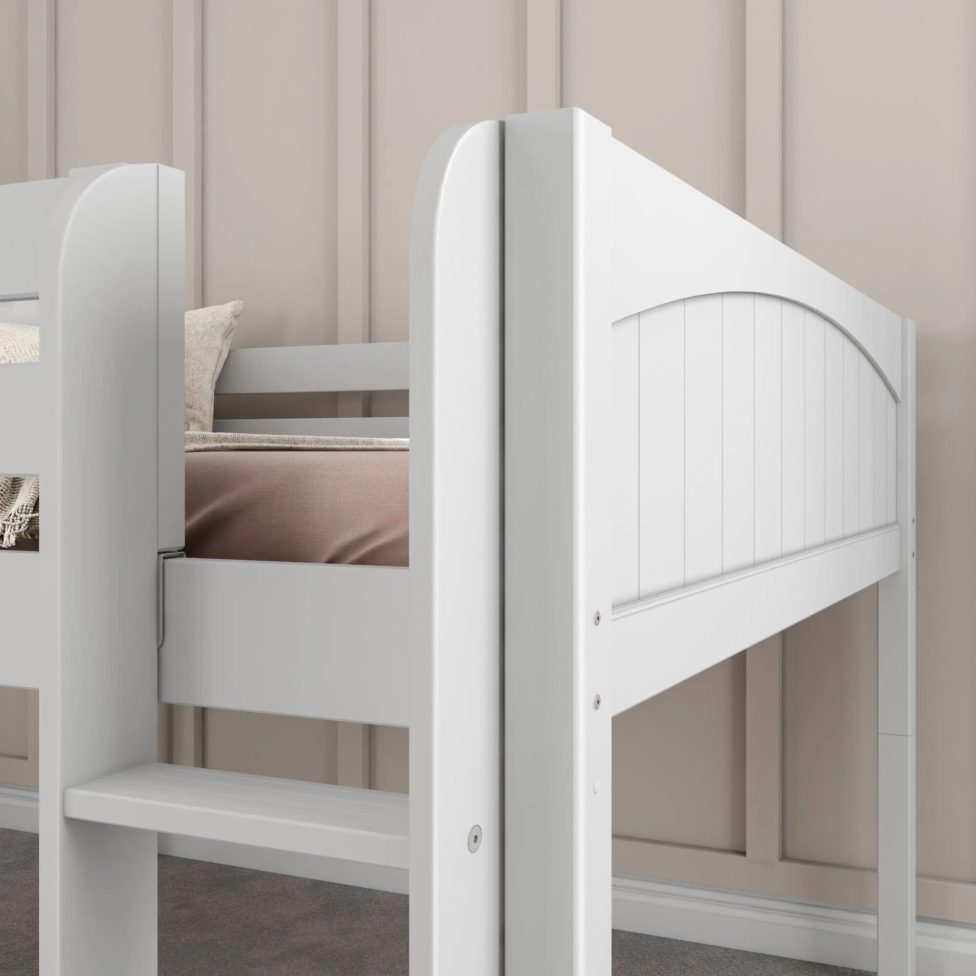 Full Low Loft Bed with Slide and Ladder on Front