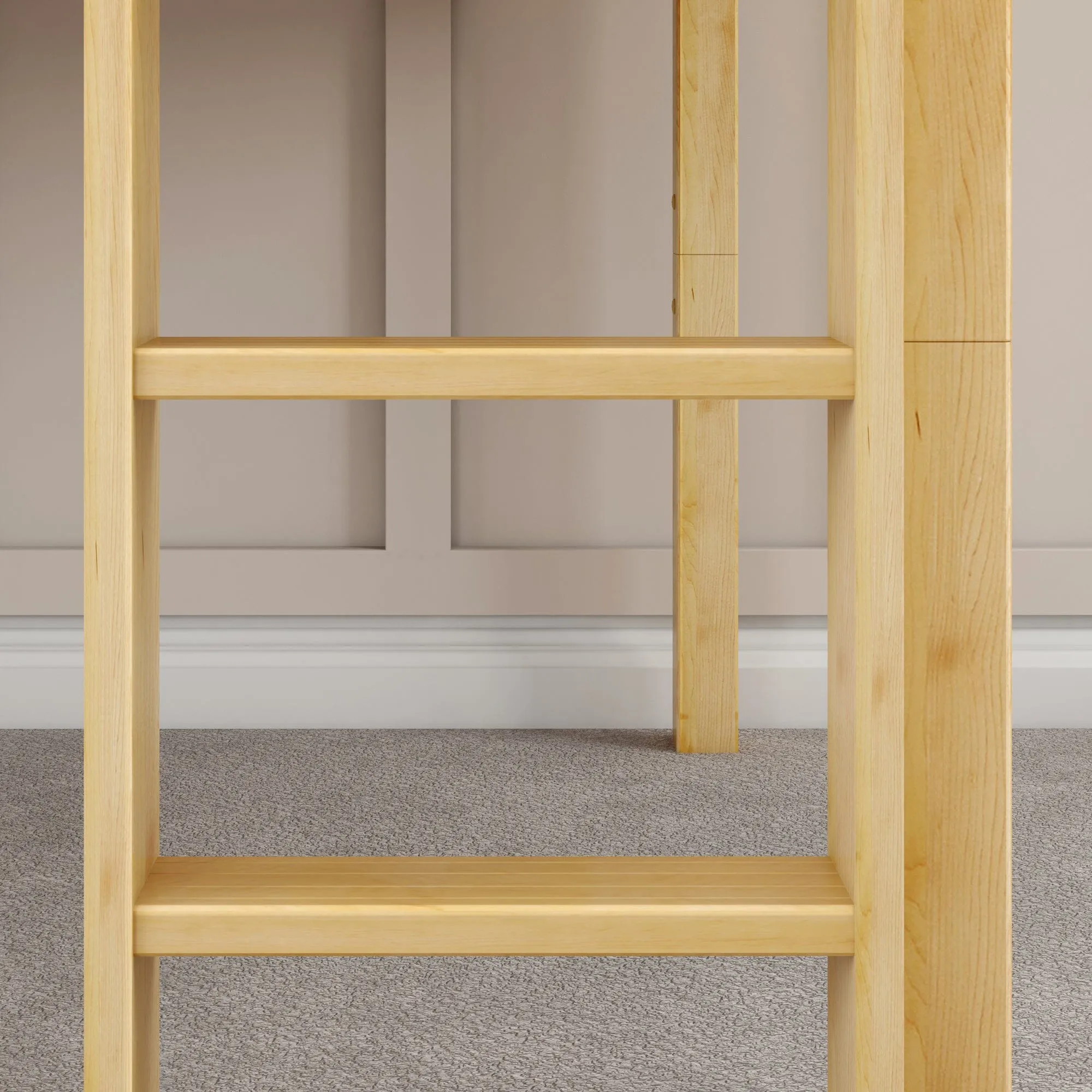 Full Low Loft Bed with Slide and Ladder on Front
