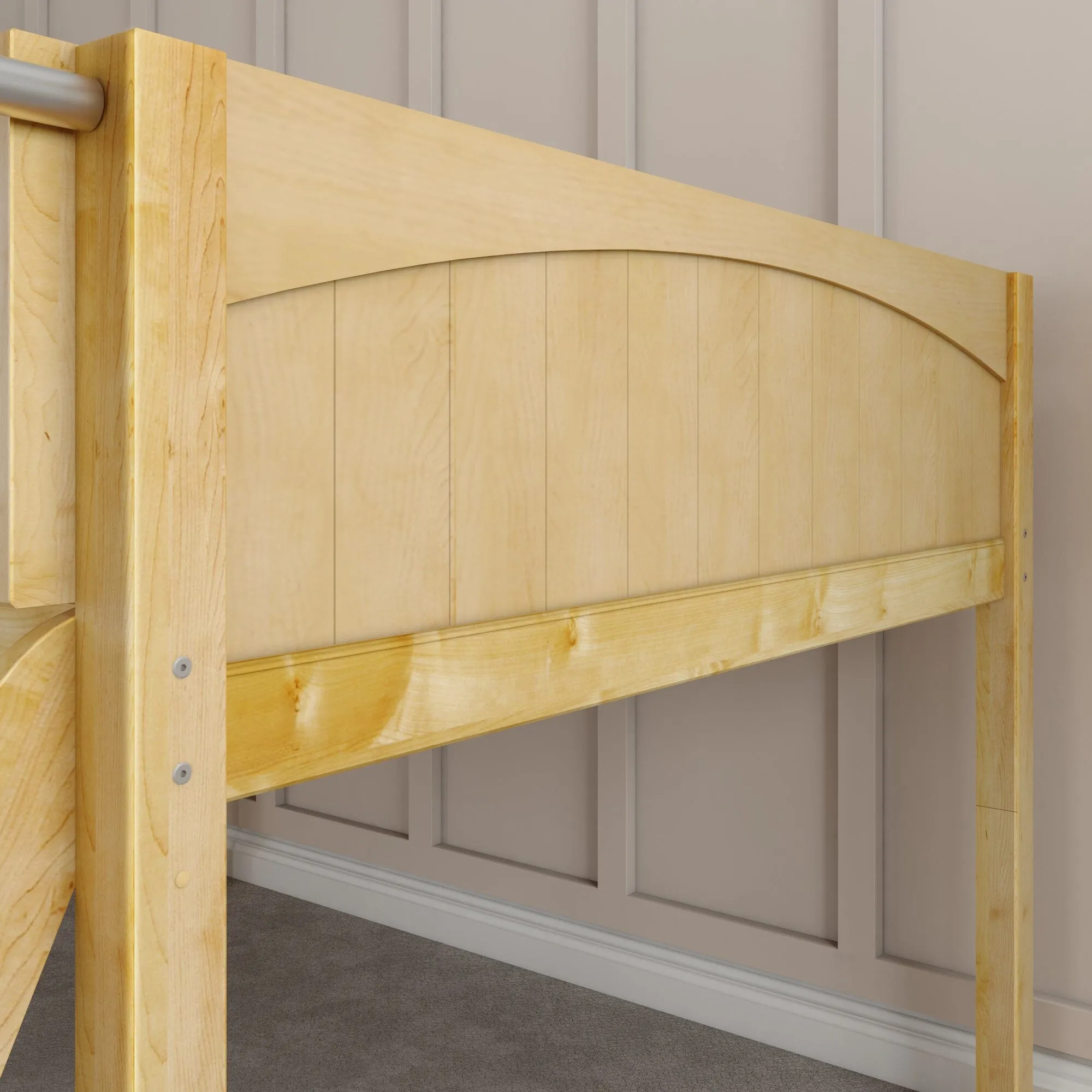 Full Low Loft Bed with Slide and Ladder on Front