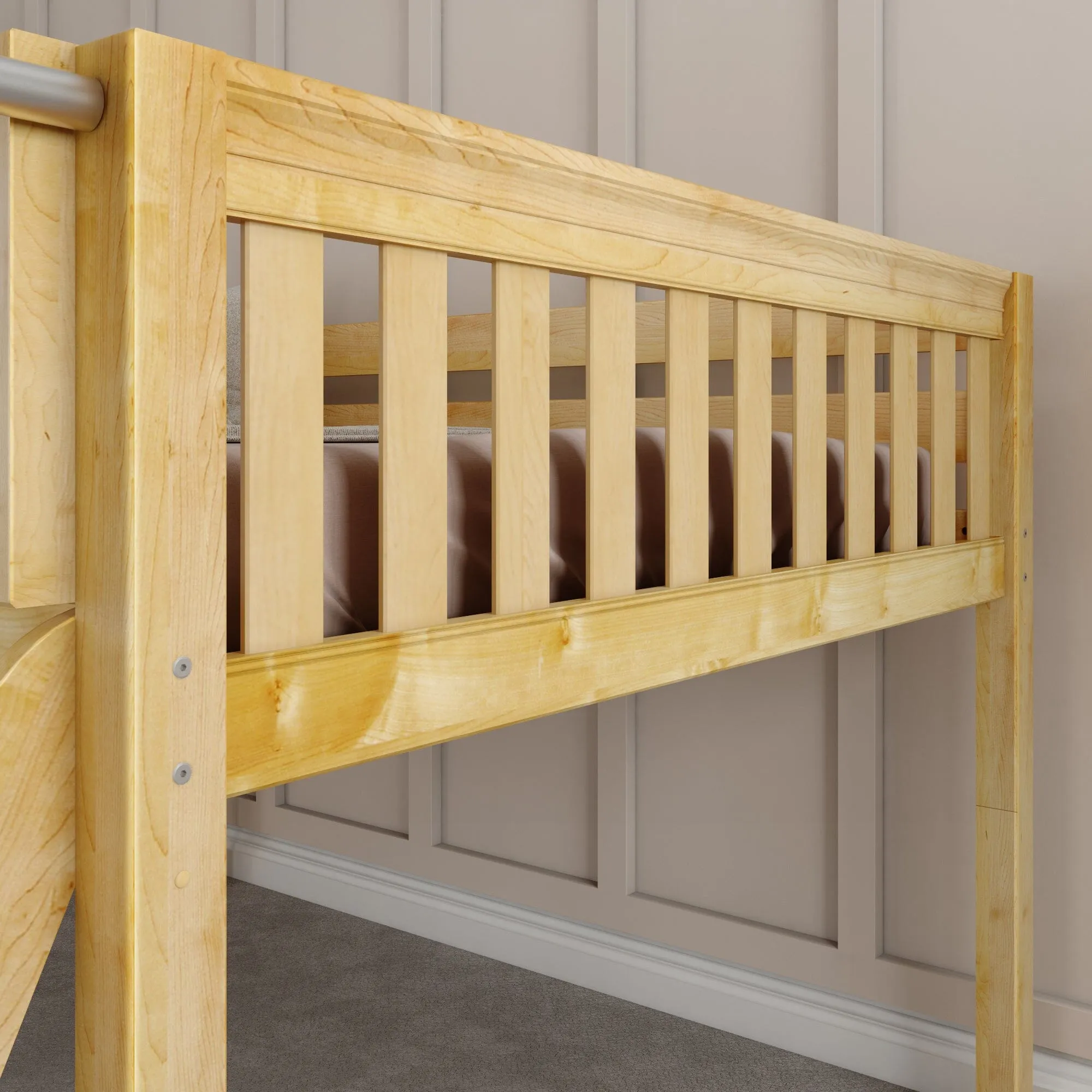 Full Low Loft Bed with Slide and Ladder on Front