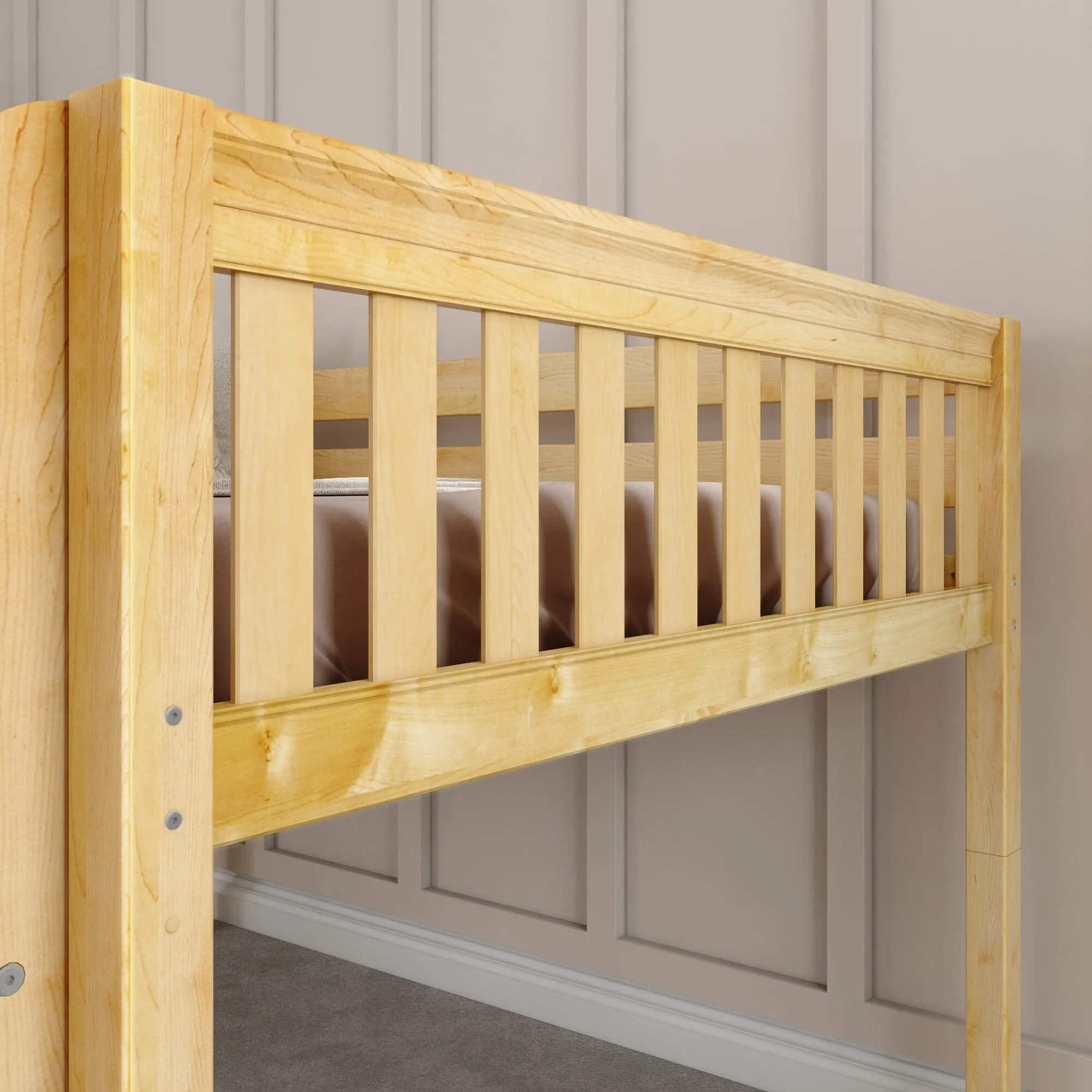 Full Low Loft Bed with Slide and Ladder on Front