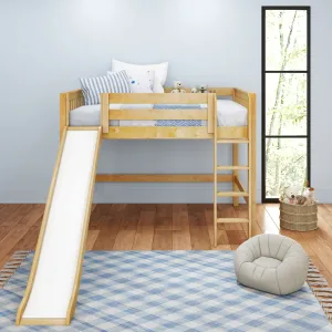 Full Mid Loft Bed with Slide and Ladder