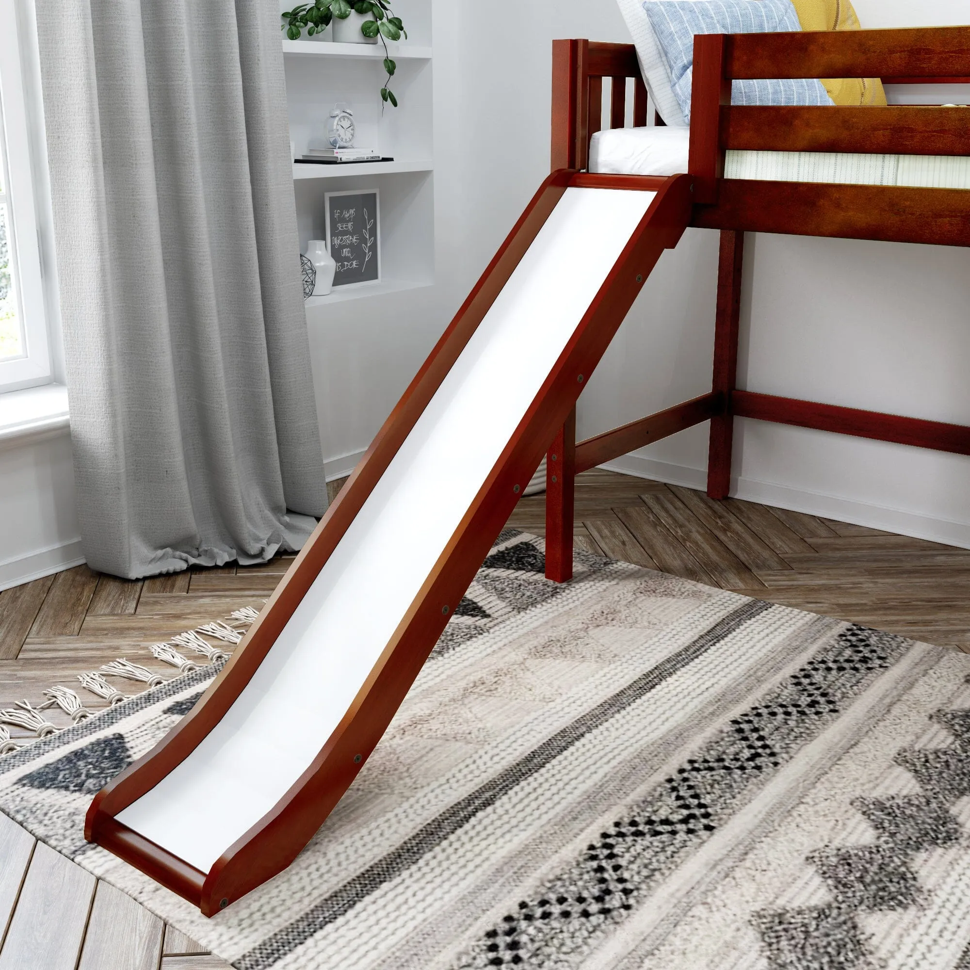 Full Mid Loft Bed with Slide and Ladder