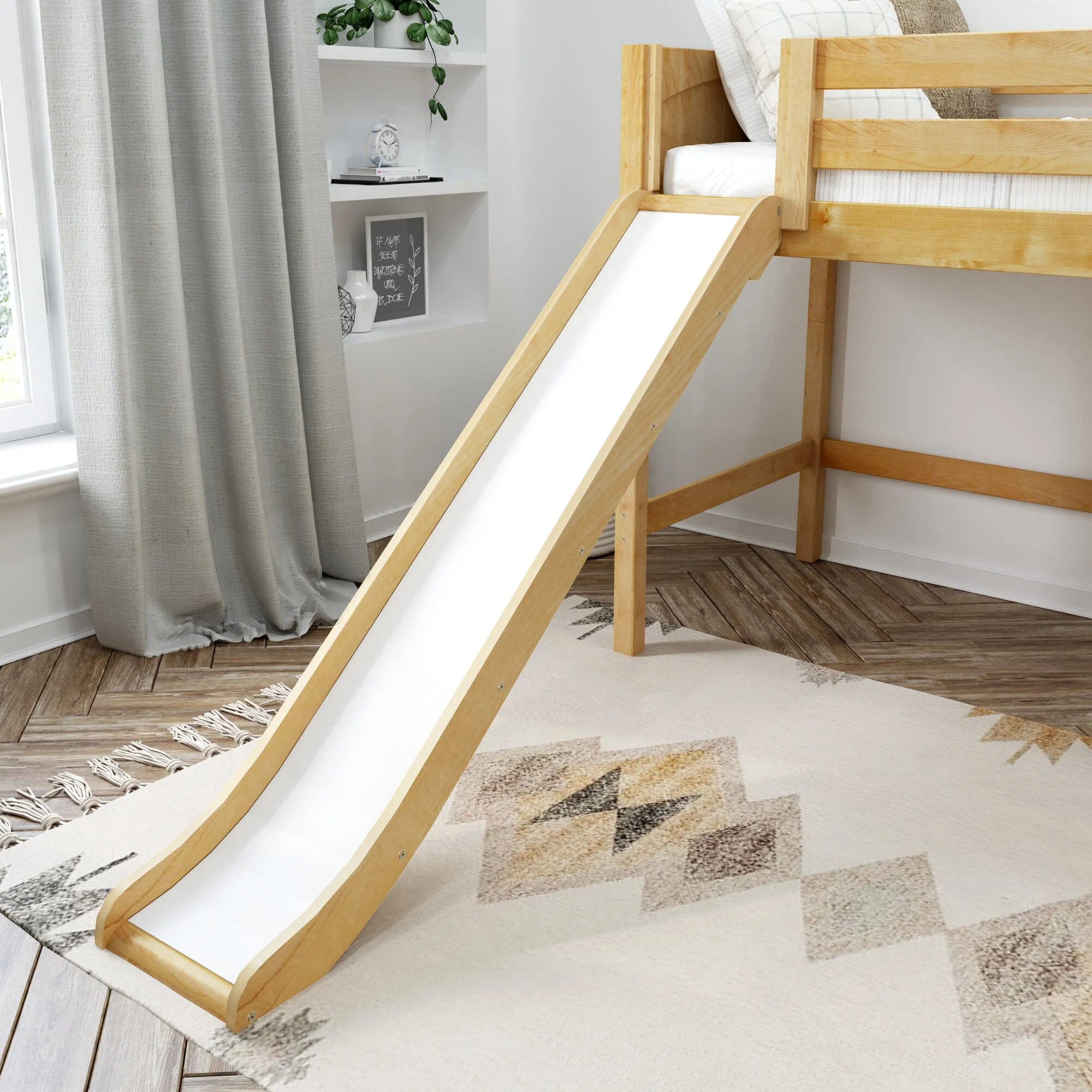 Full Mid Loft Bed with Slide and Ladder