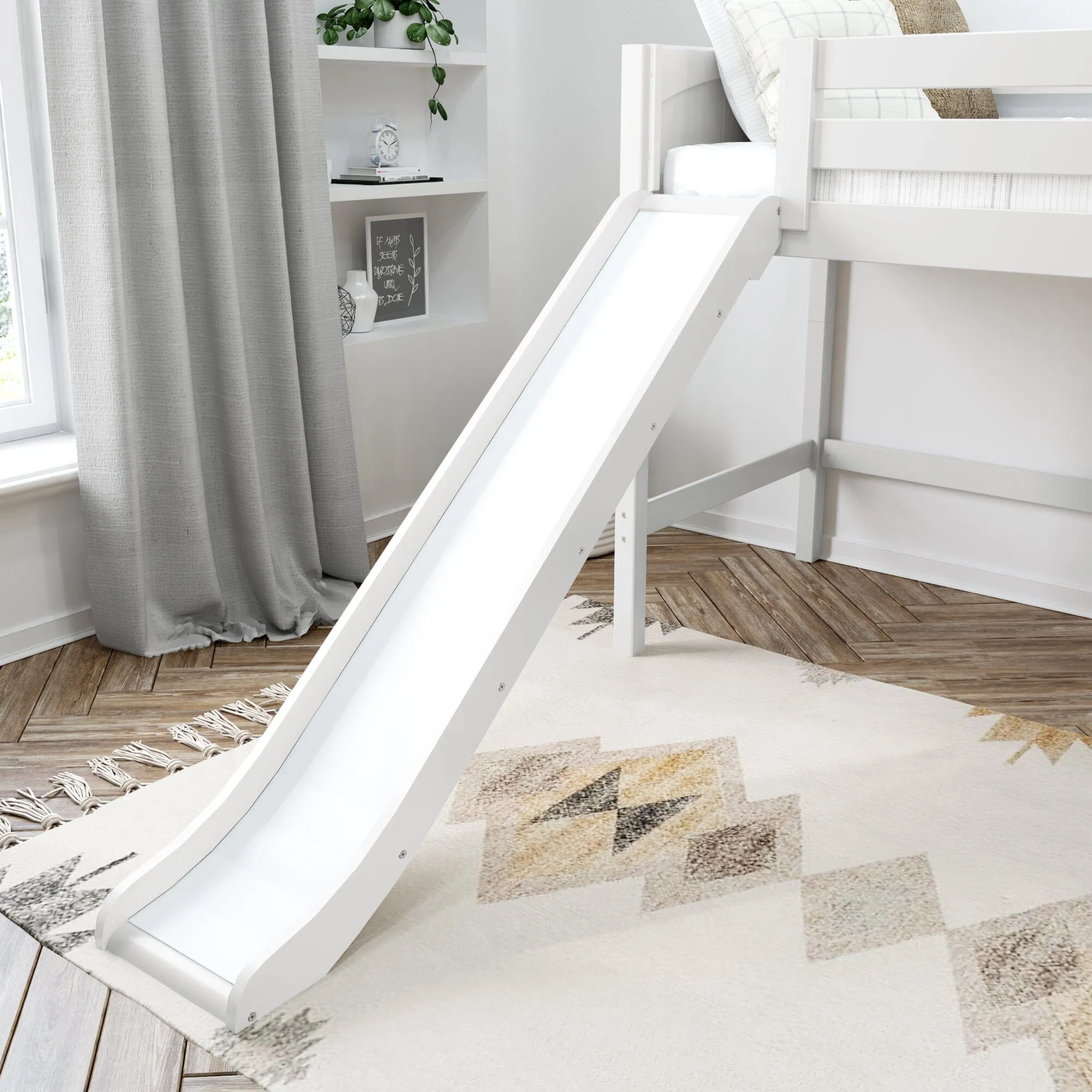 Full Mid Loft Bed with Slide and Ladder