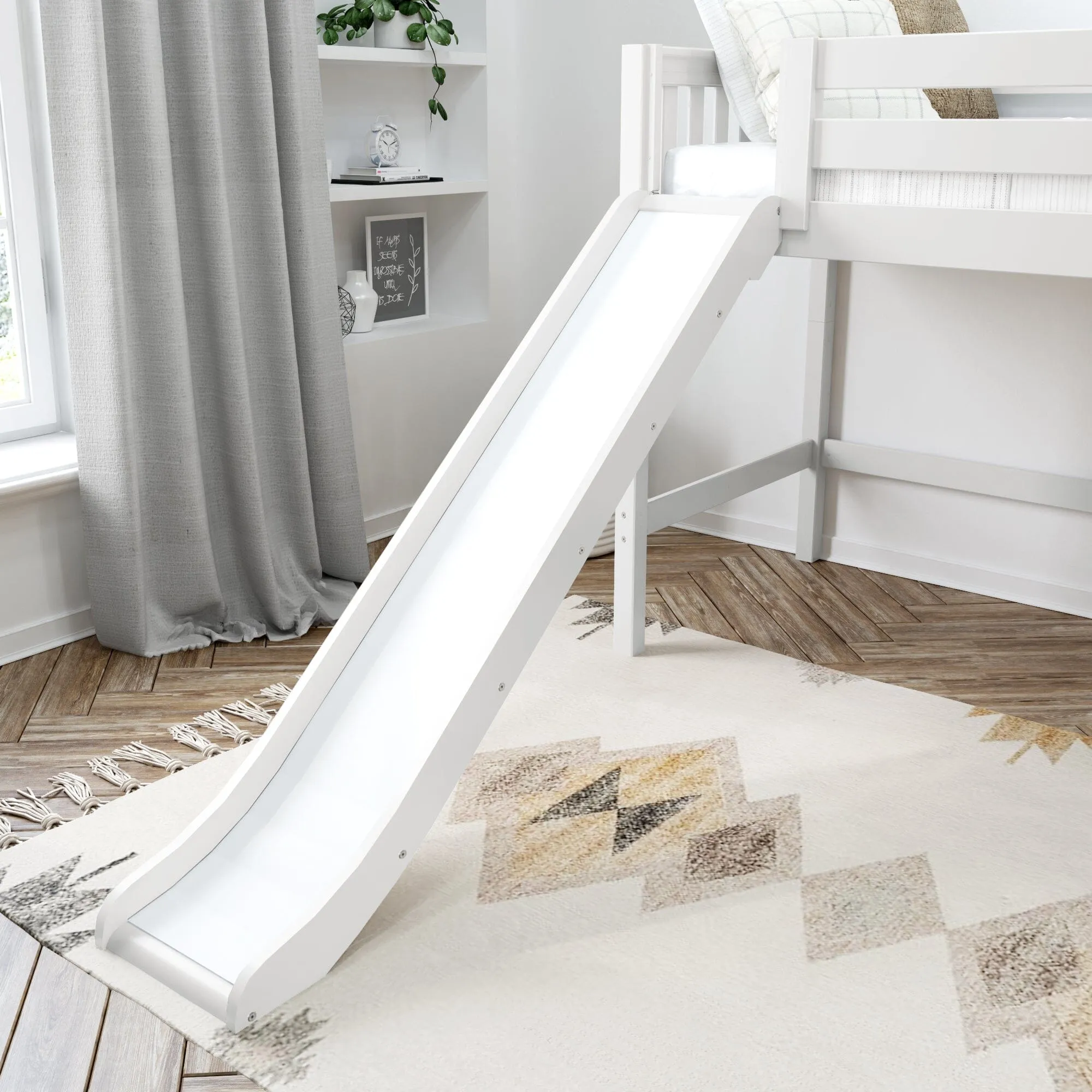 Full Mid Loft Bed with Slide and Ladder
