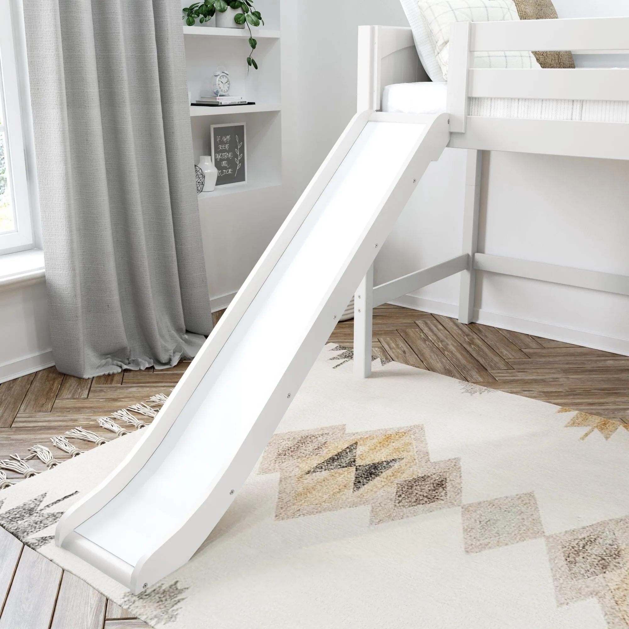 Full Mid Loft Bed with Slide and Ladder