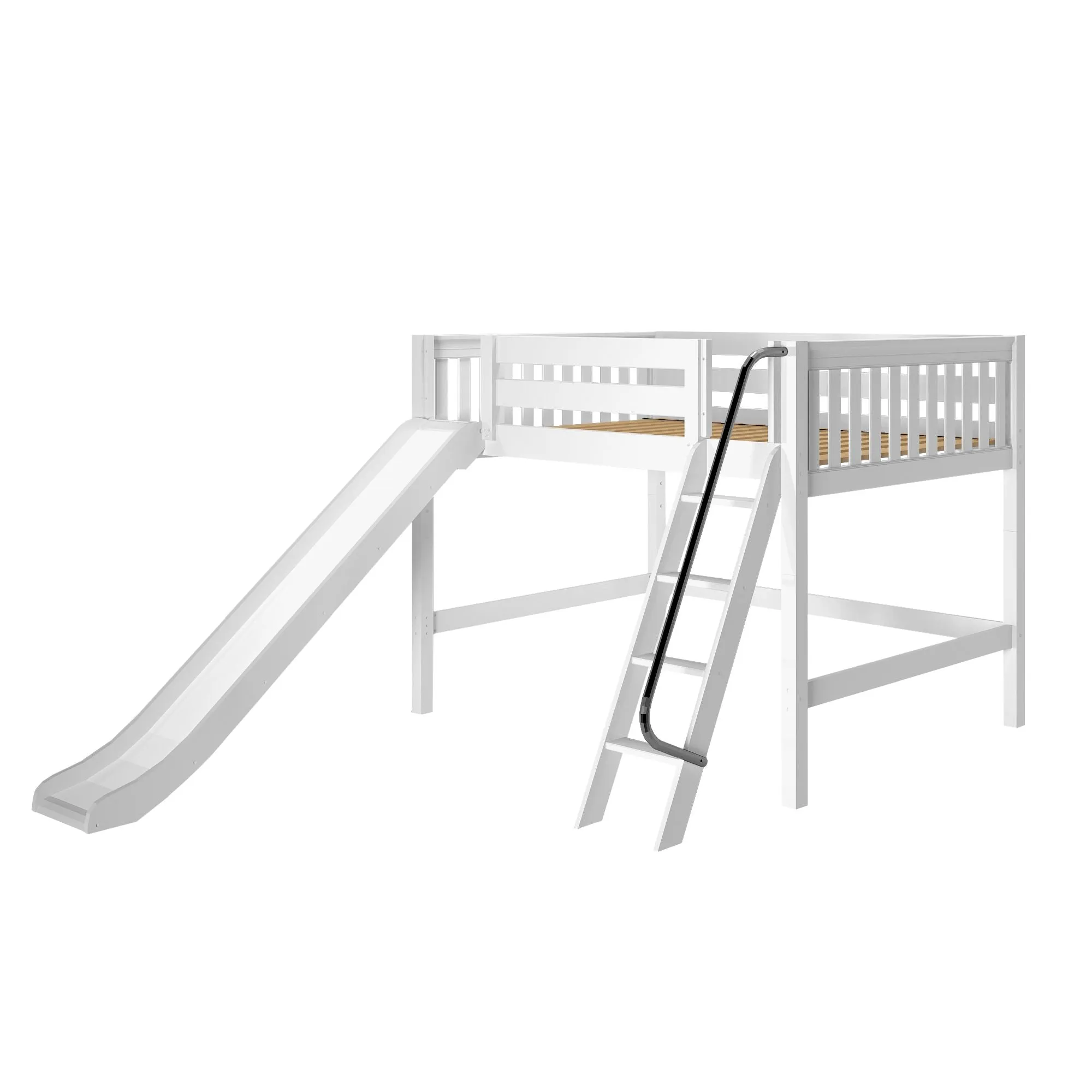 Full Mid Loft Bed with Slide and Ladder