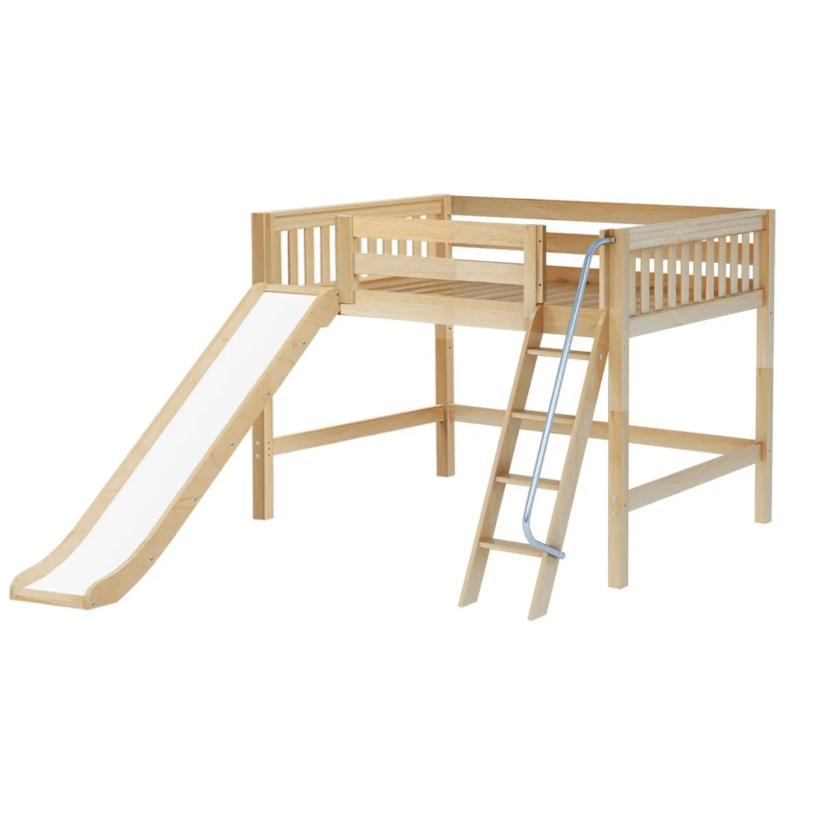 Full Mid Loft Bed with Slide and Ladder