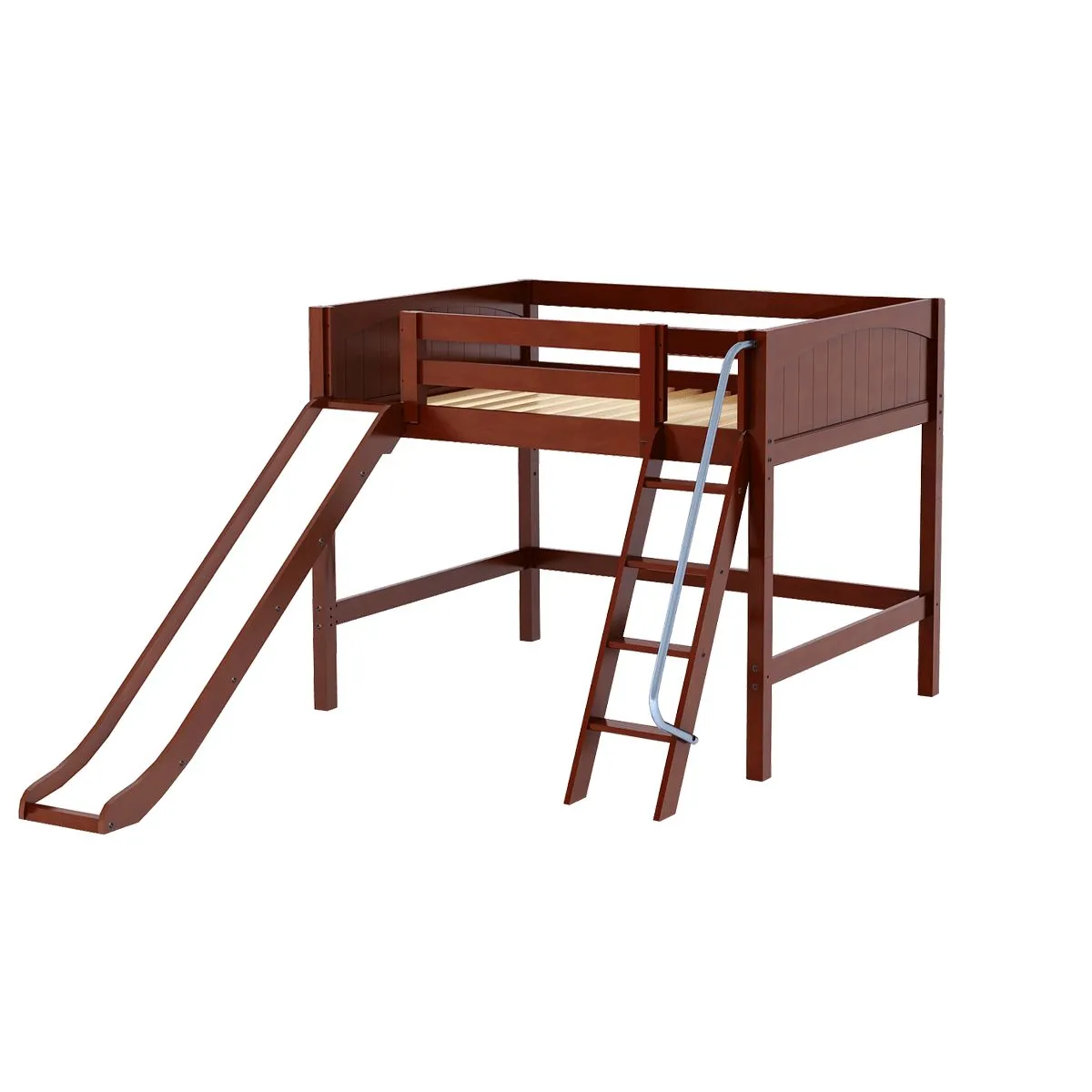 Full Mid Loft Bed with Slide and Ladder