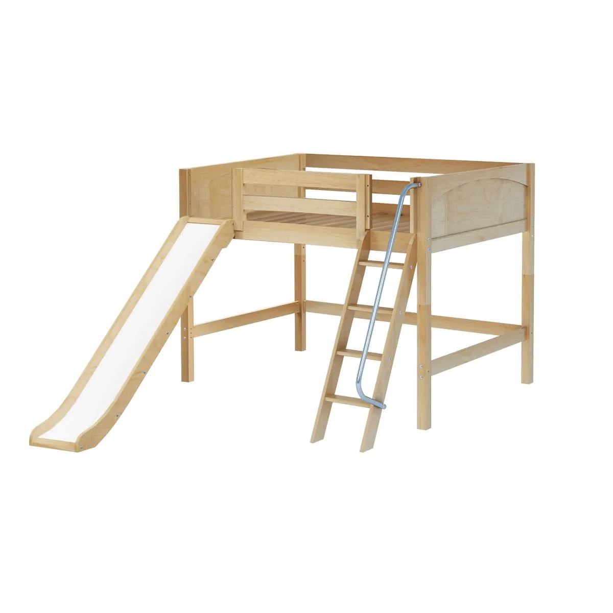 Full Mid Loft Bed with Slide and Ladder