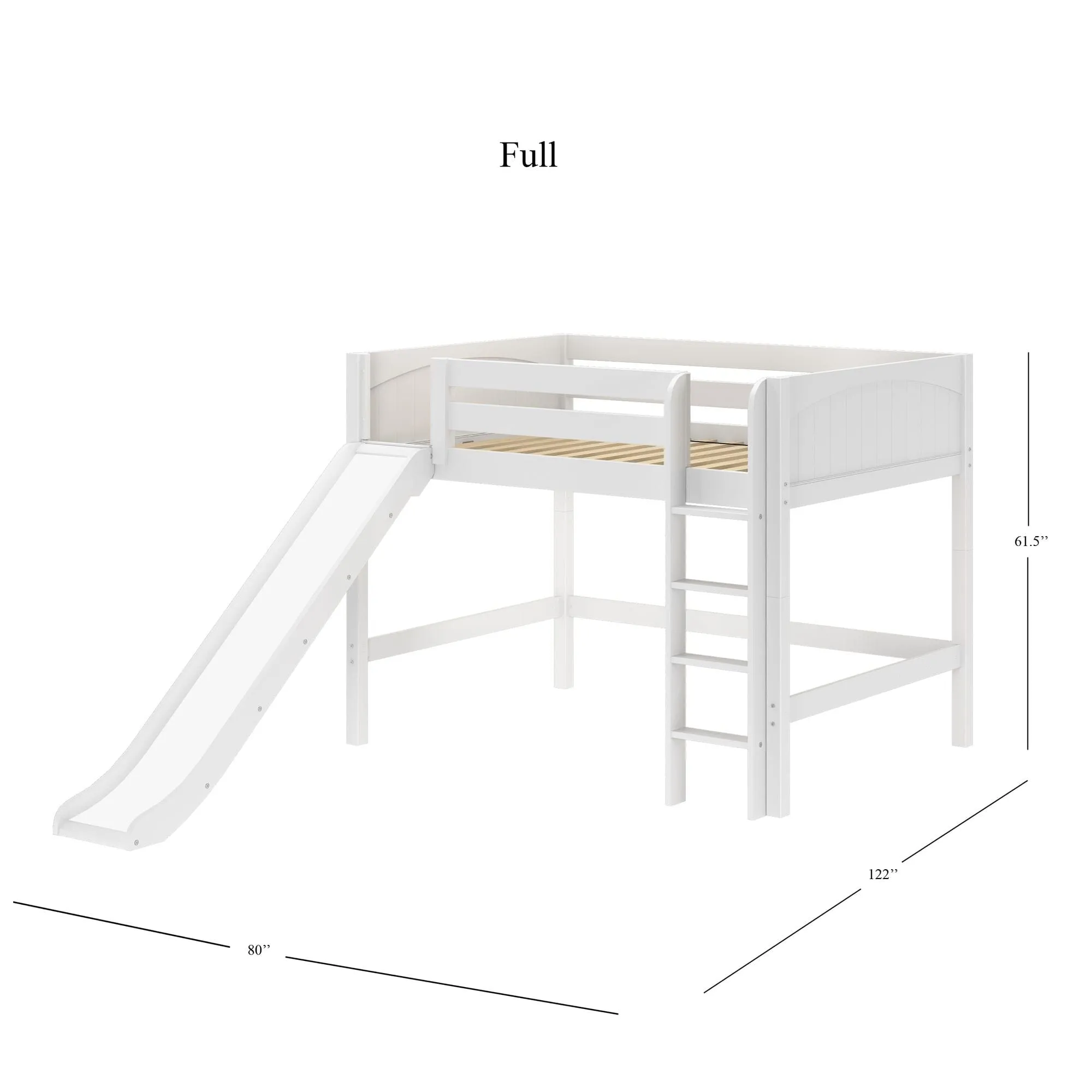 Full Mid Loft Bed with Slide and Ladder