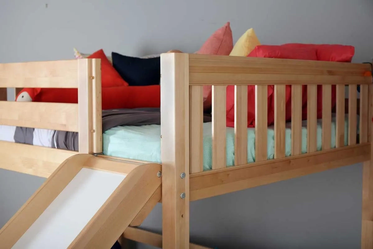 Full Mid Loft Bed with Slide and Ladder