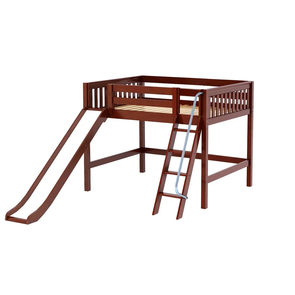 Full Mid Loft Bed with Slide and Ladder