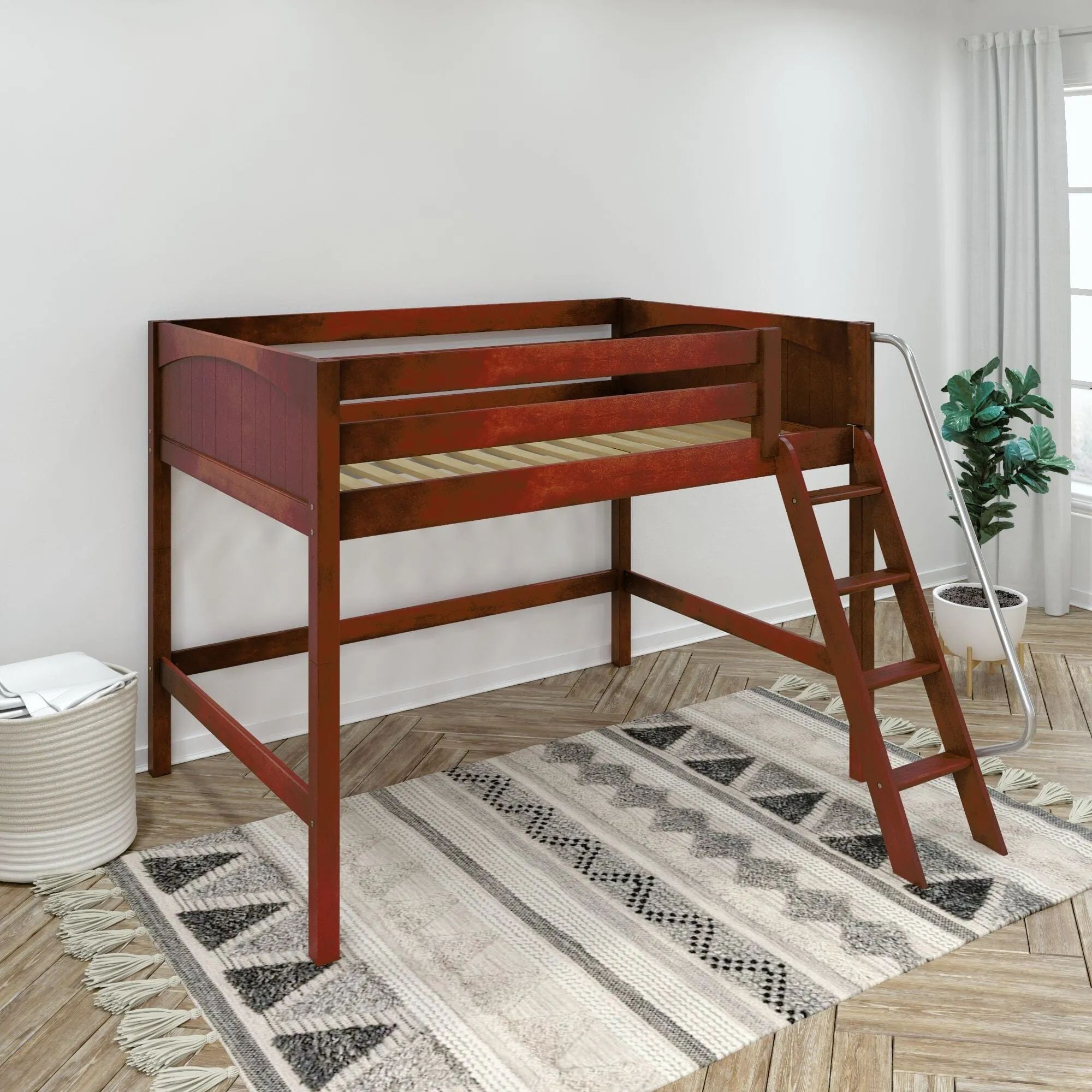 Full XL Mid Loft Bed with Ladder