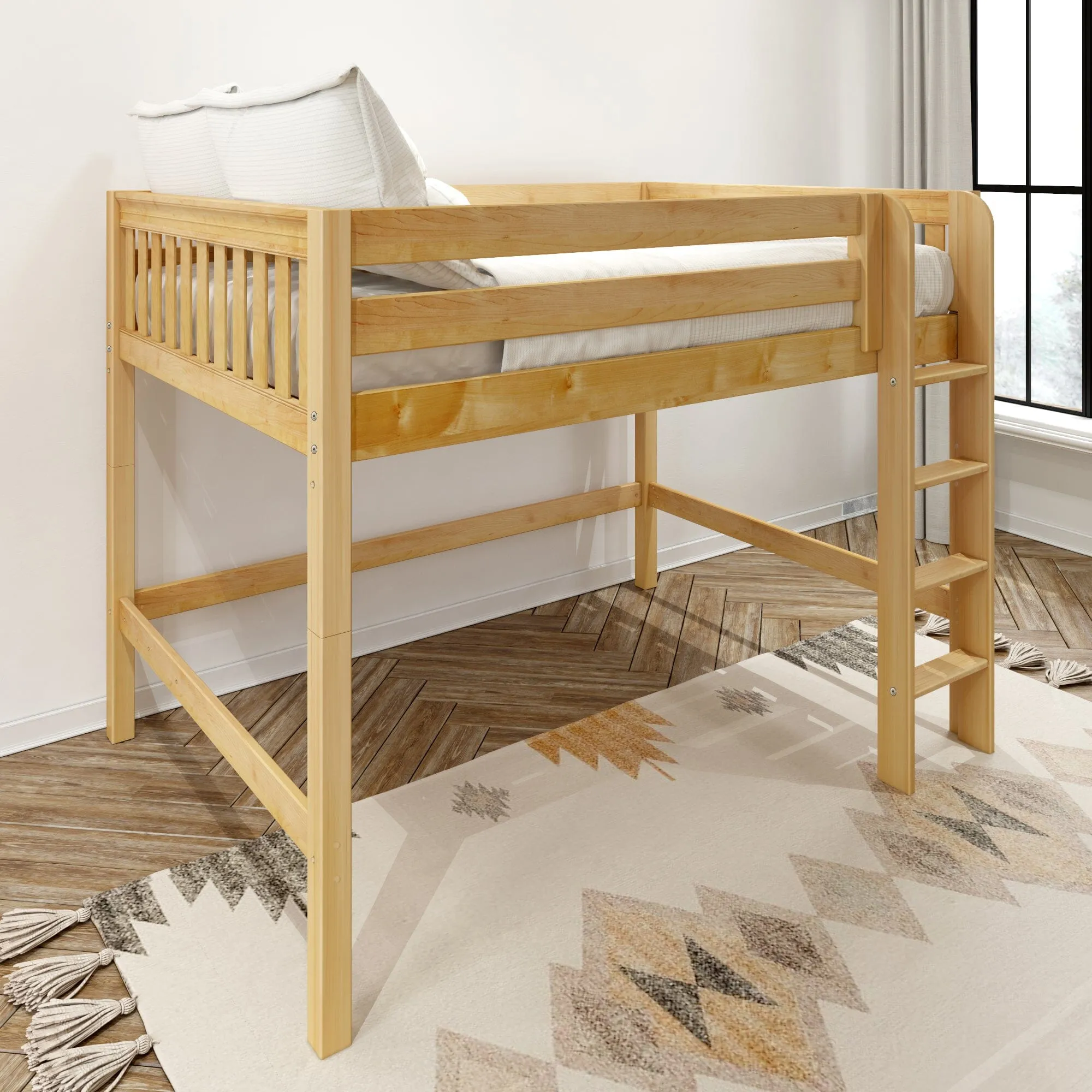 Full XL Mid Loft Bed with Ladder
