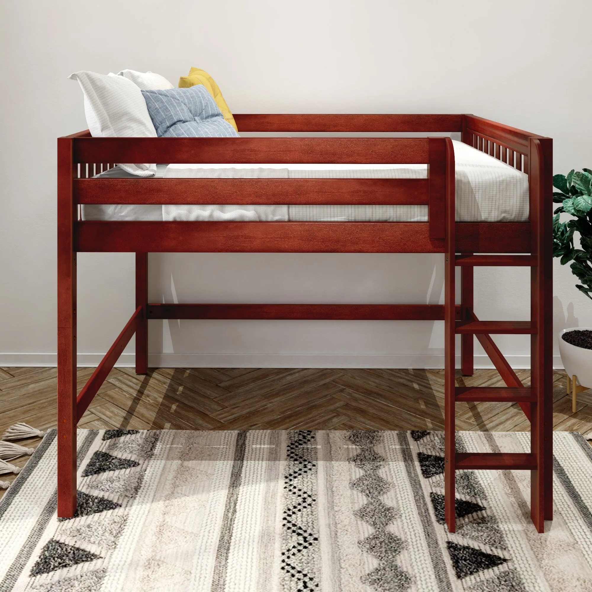 Full XL Mid Loft Bed with Ladder