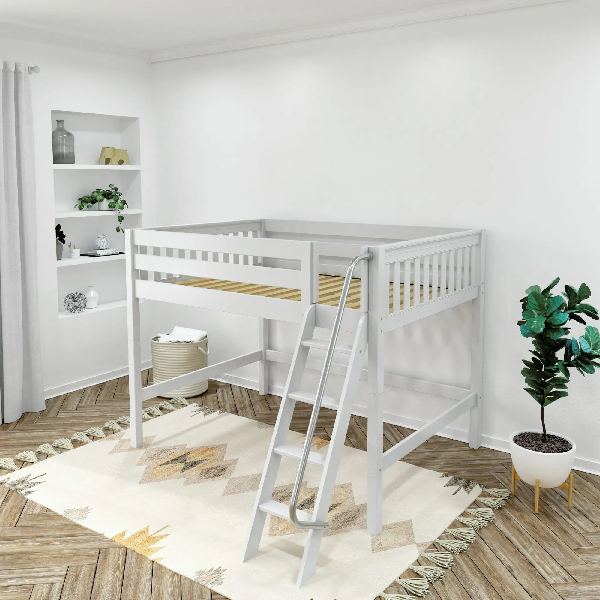 Full XL Mid Loft Bed with Ladder