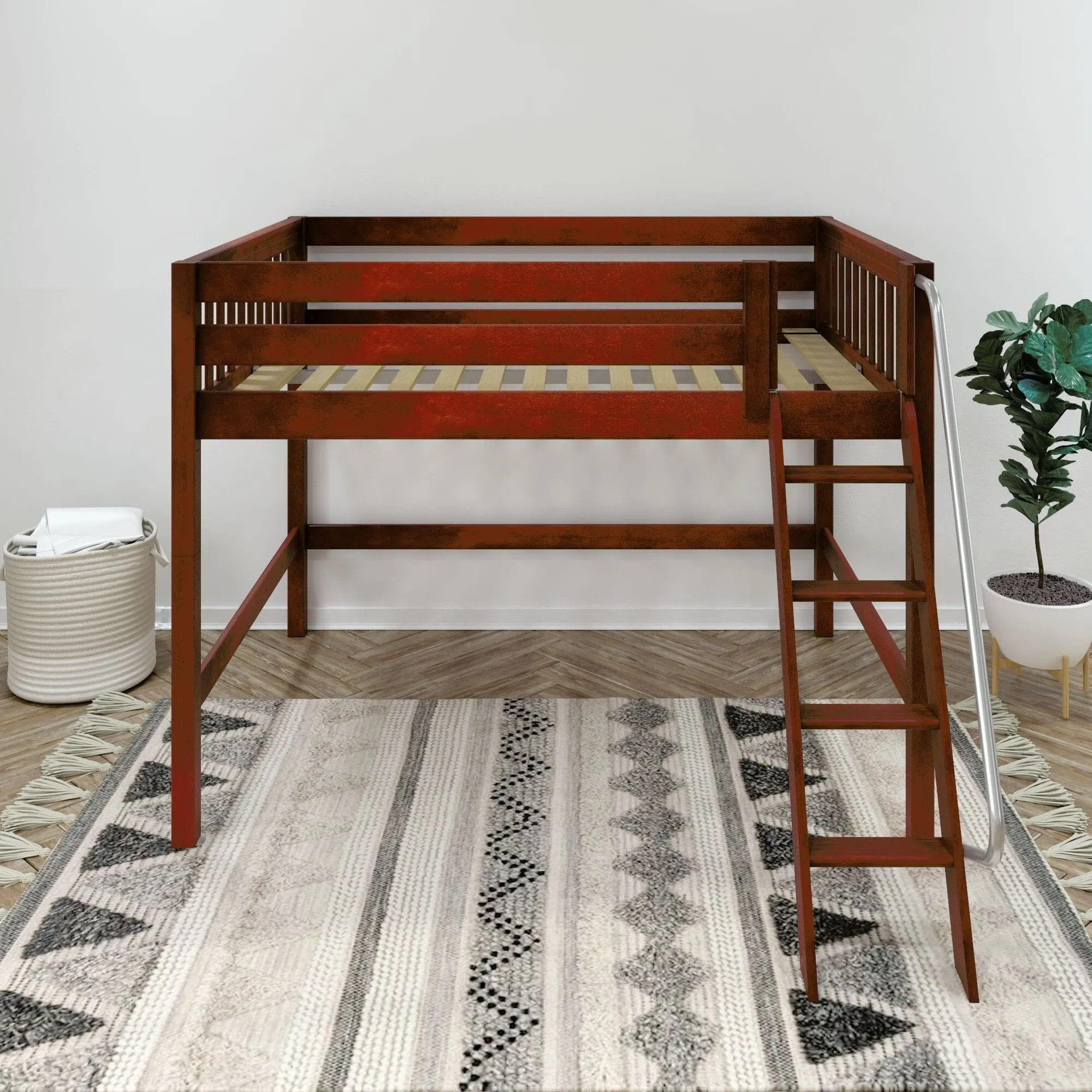 Full XL Mid Loft Bed with Ladder