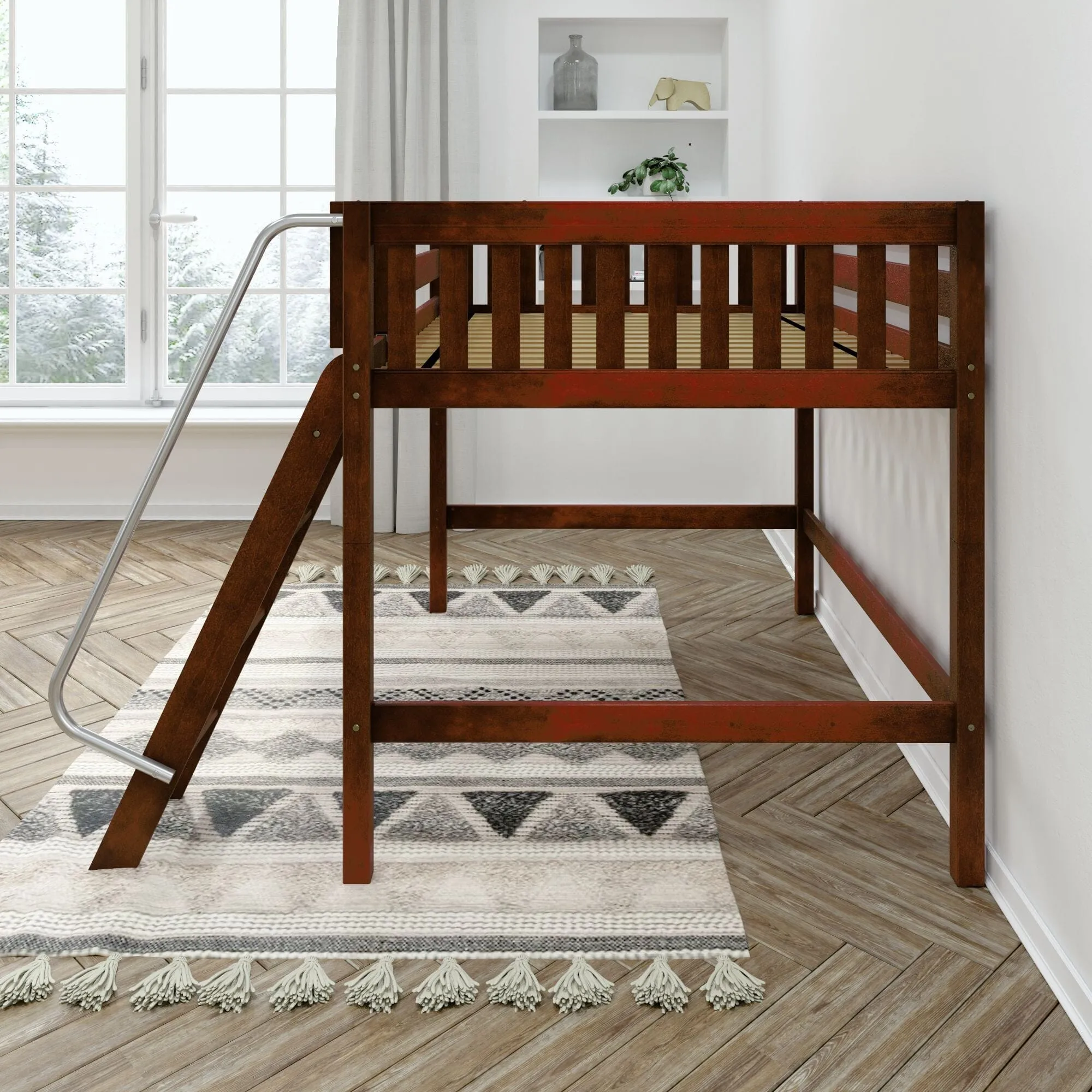 Full XL Mid Loft Bed with Ladder