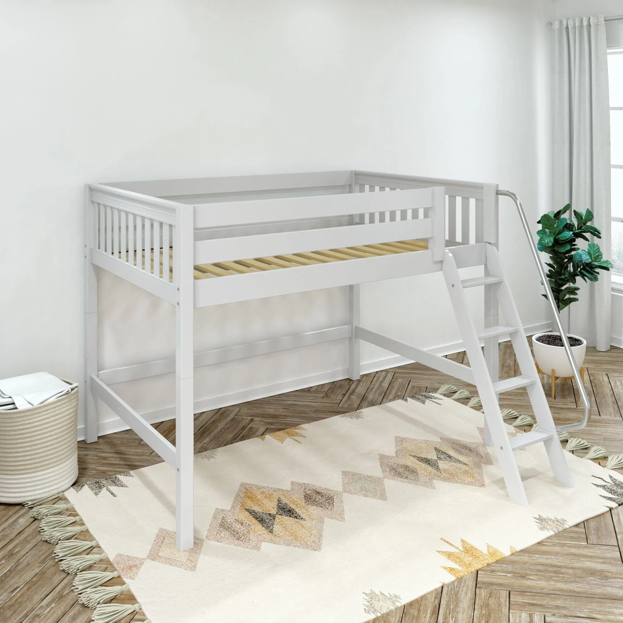 Full XL Mid Loft Bed with Ladder