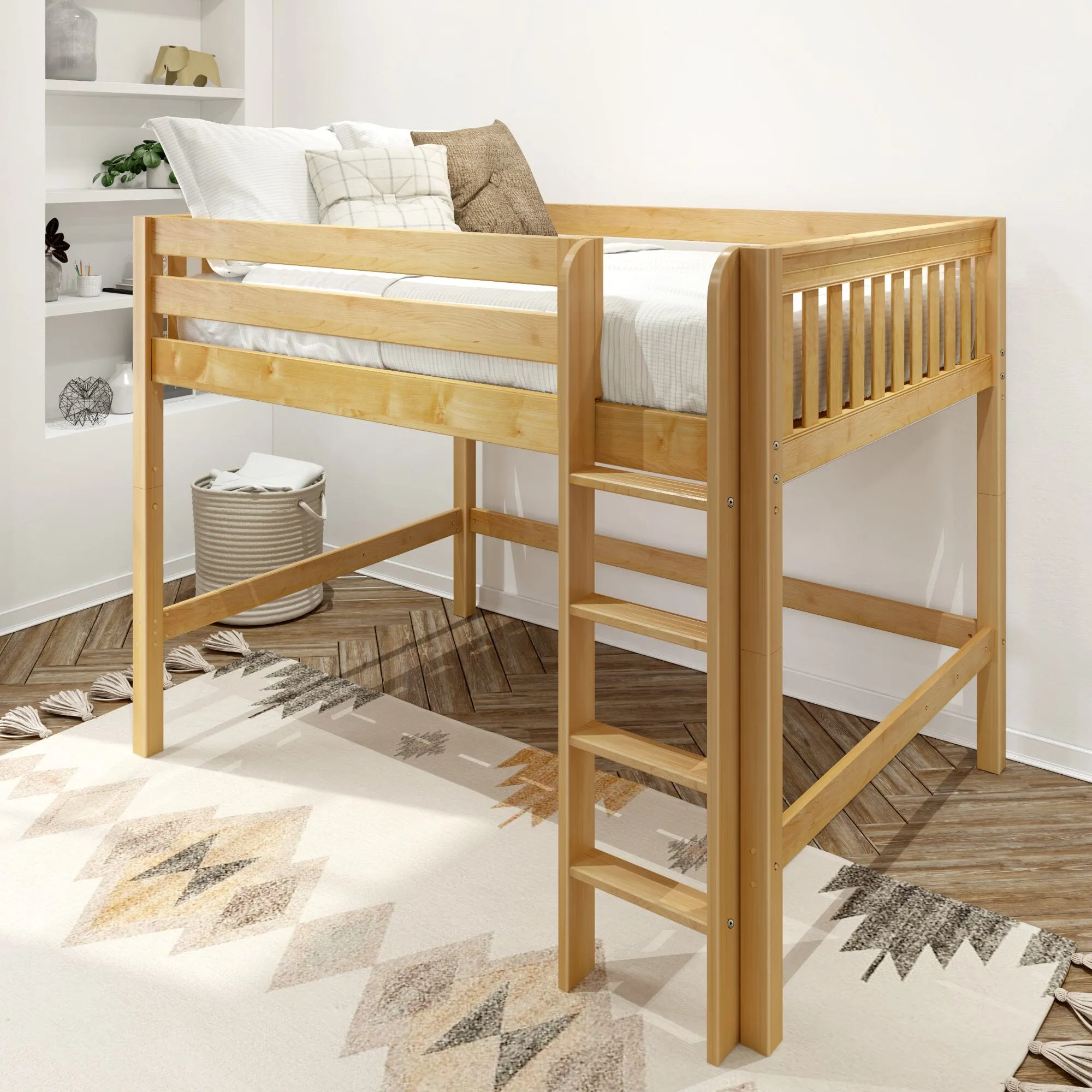 Full XL Mid Loft Bed with Ladder
