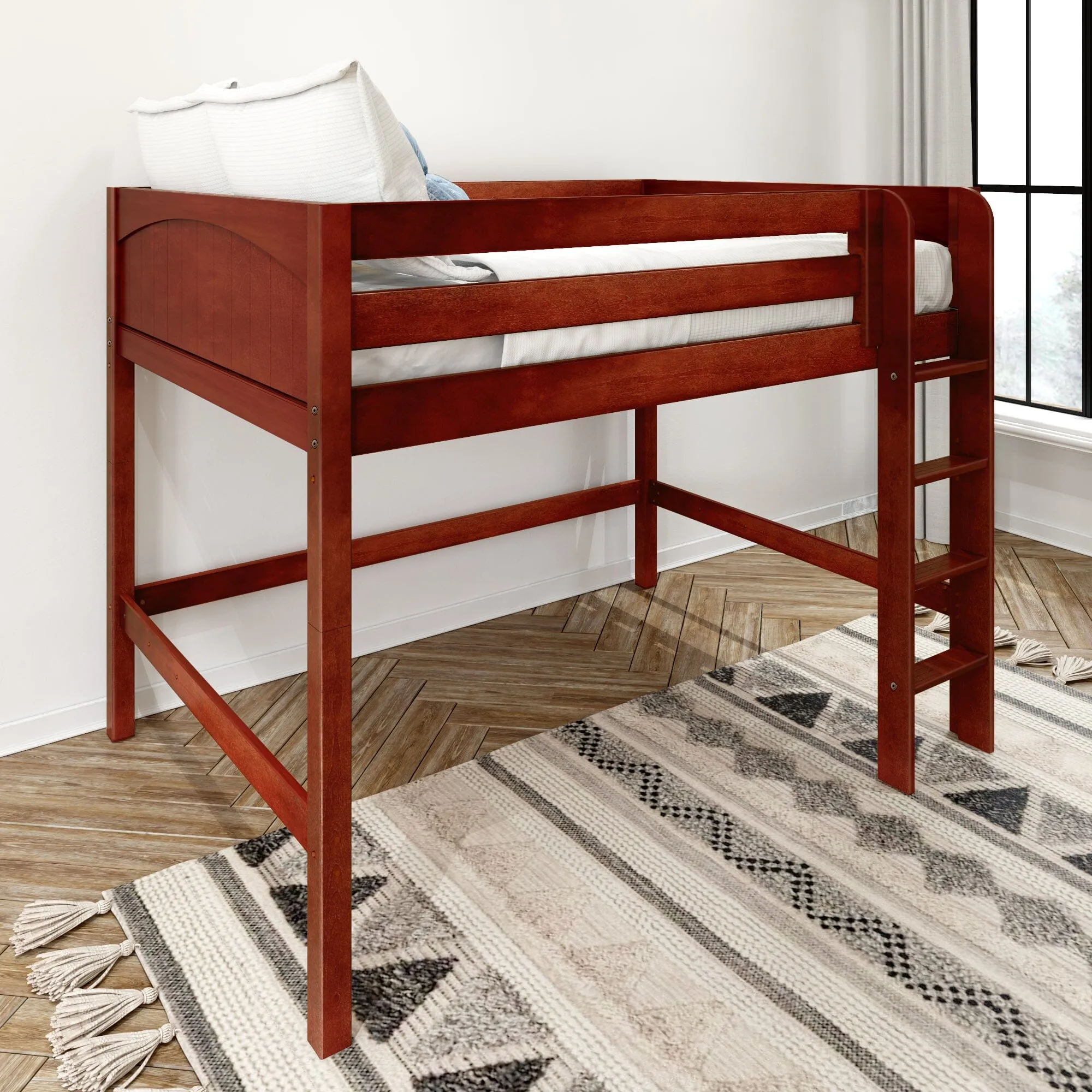 Full XL Mid Loft Bed with Ladder